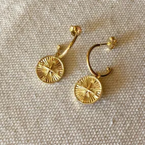 18k Gold Filled C Hoops With Dainty Compass Charm