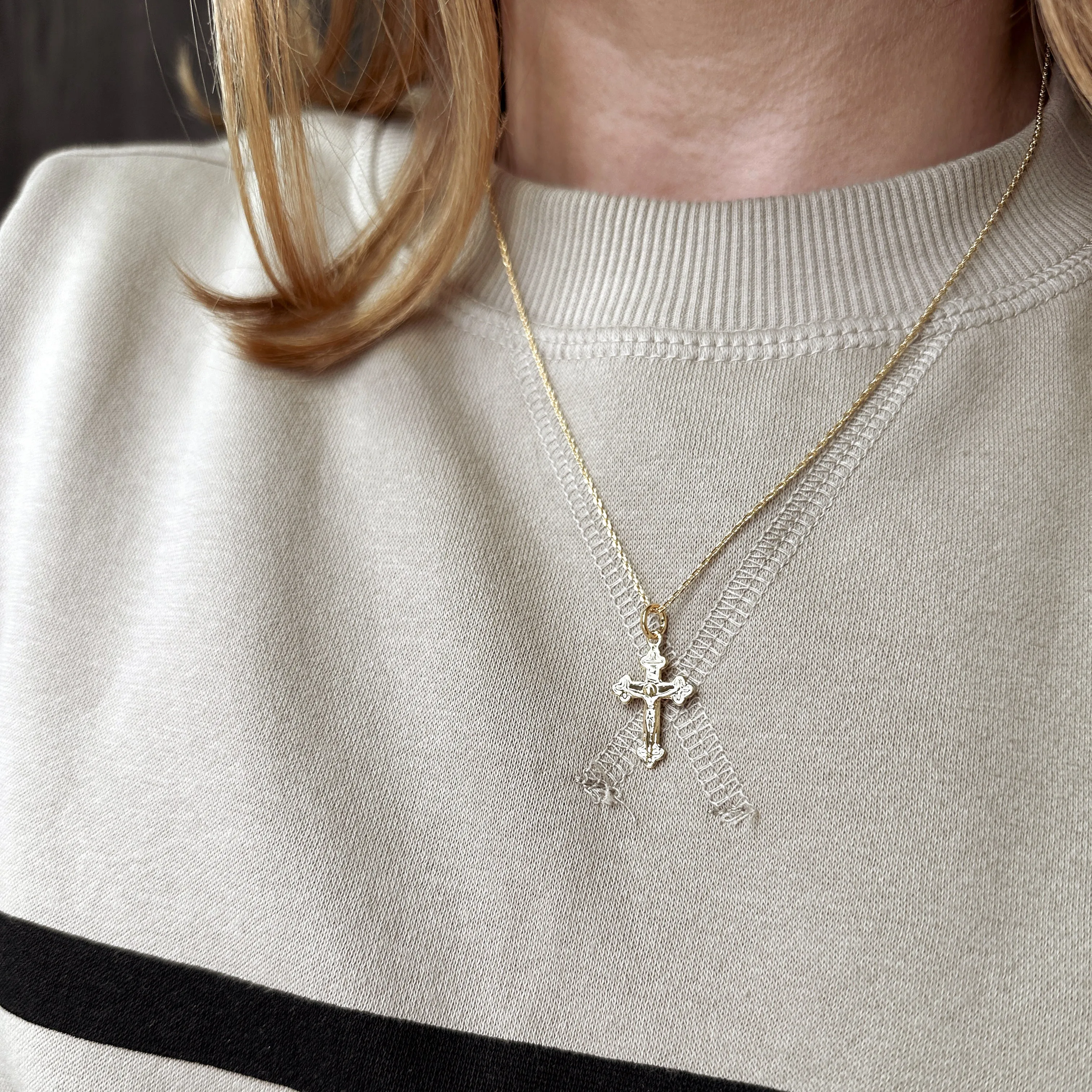 18k Gold Filled Delicate Crucifix Pendant