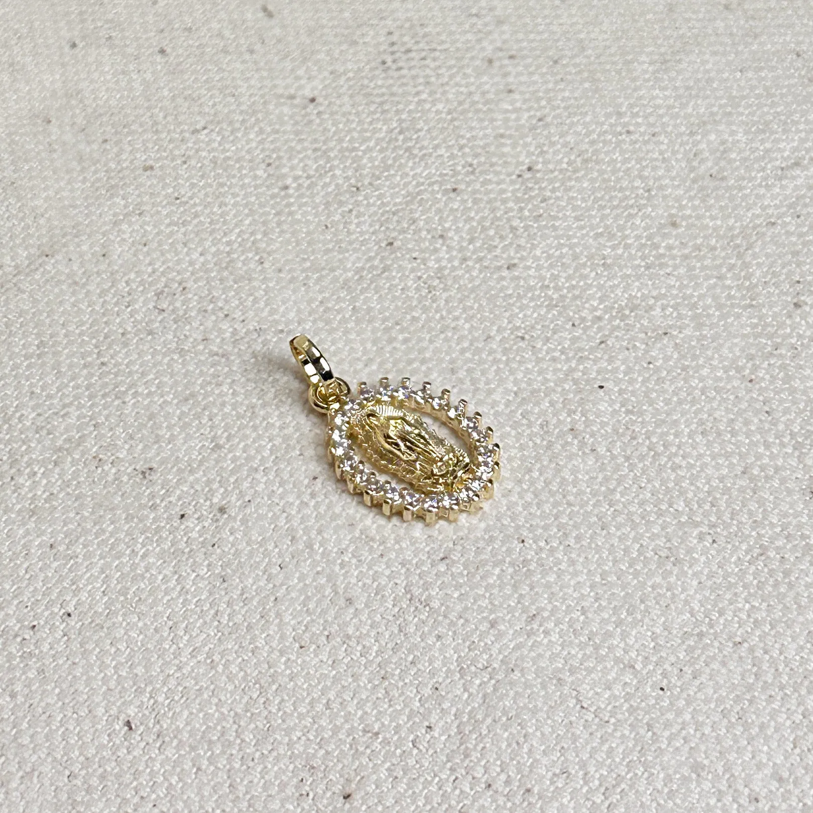 18k Gold Filled Mini CZ Lady of Guadalupe Pendant