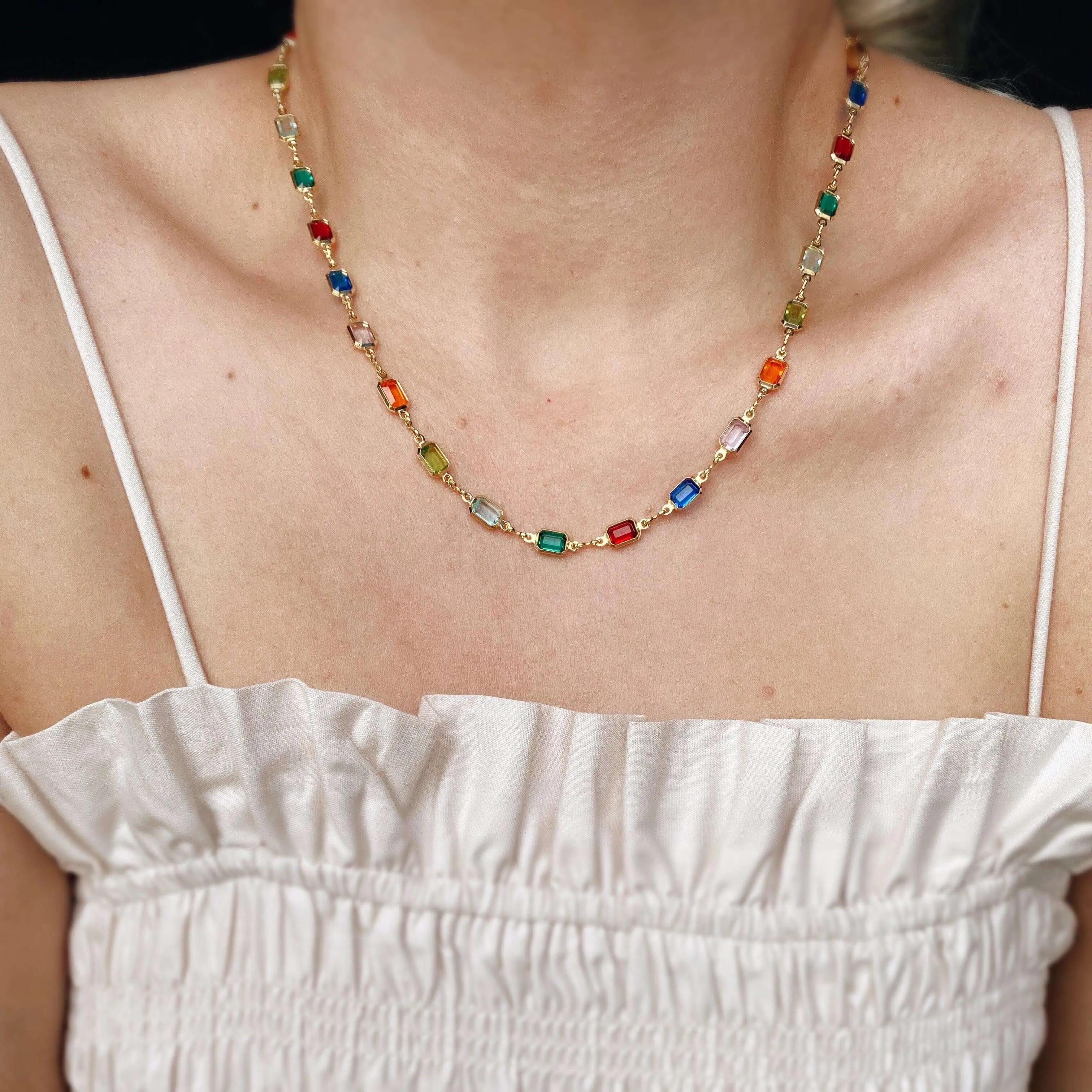 18k Gold Filled Multicolor Necklace For Wholesale