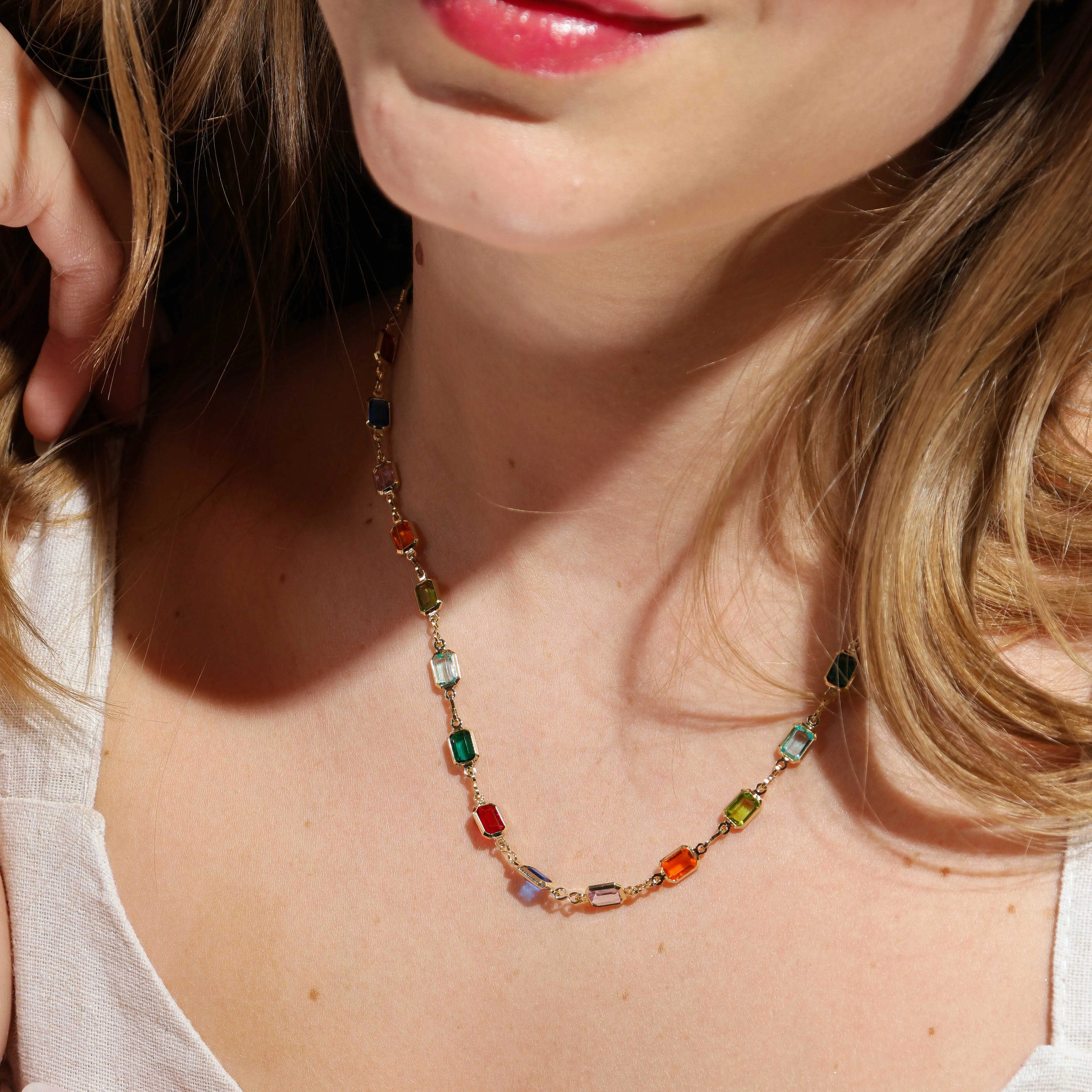 18k Gold Filled Multicolor Necklace For Wholesale