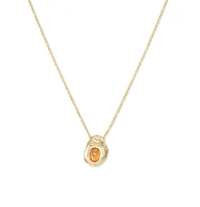 18K Oval Slider Necklace in Orange Sapphire