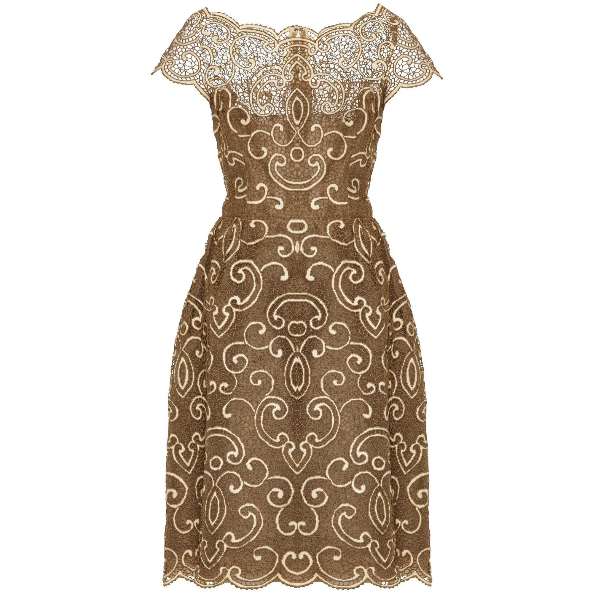 1960s Samuel Winston Gold Lace Dress