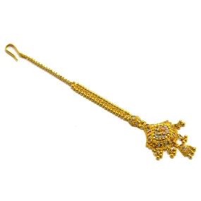 22K Multi Tone Gold Tikka W/ Bead Ball Accents & Open Cut Pendant