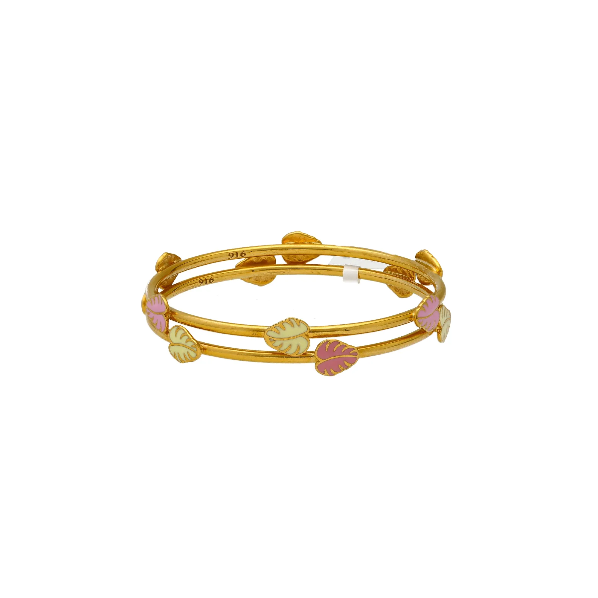 22K Yellow Gold Leaf Bangle Set (9.5gm)