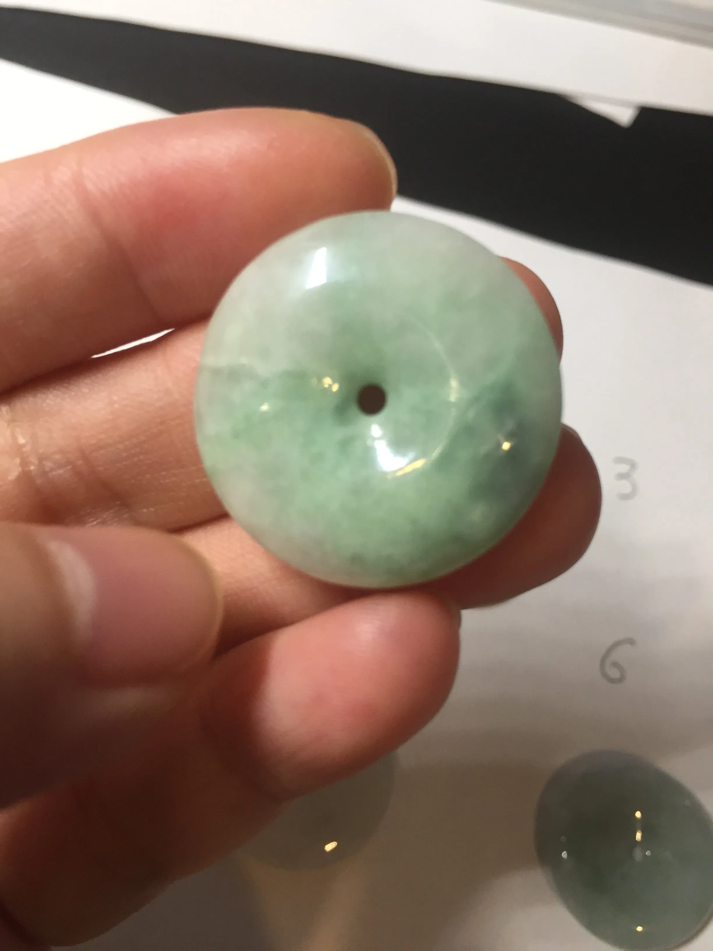 23.5-27.7mm 100% Natural apple green/white jadeite Jade Safety Guardian Button(donut) Pendant group BK112