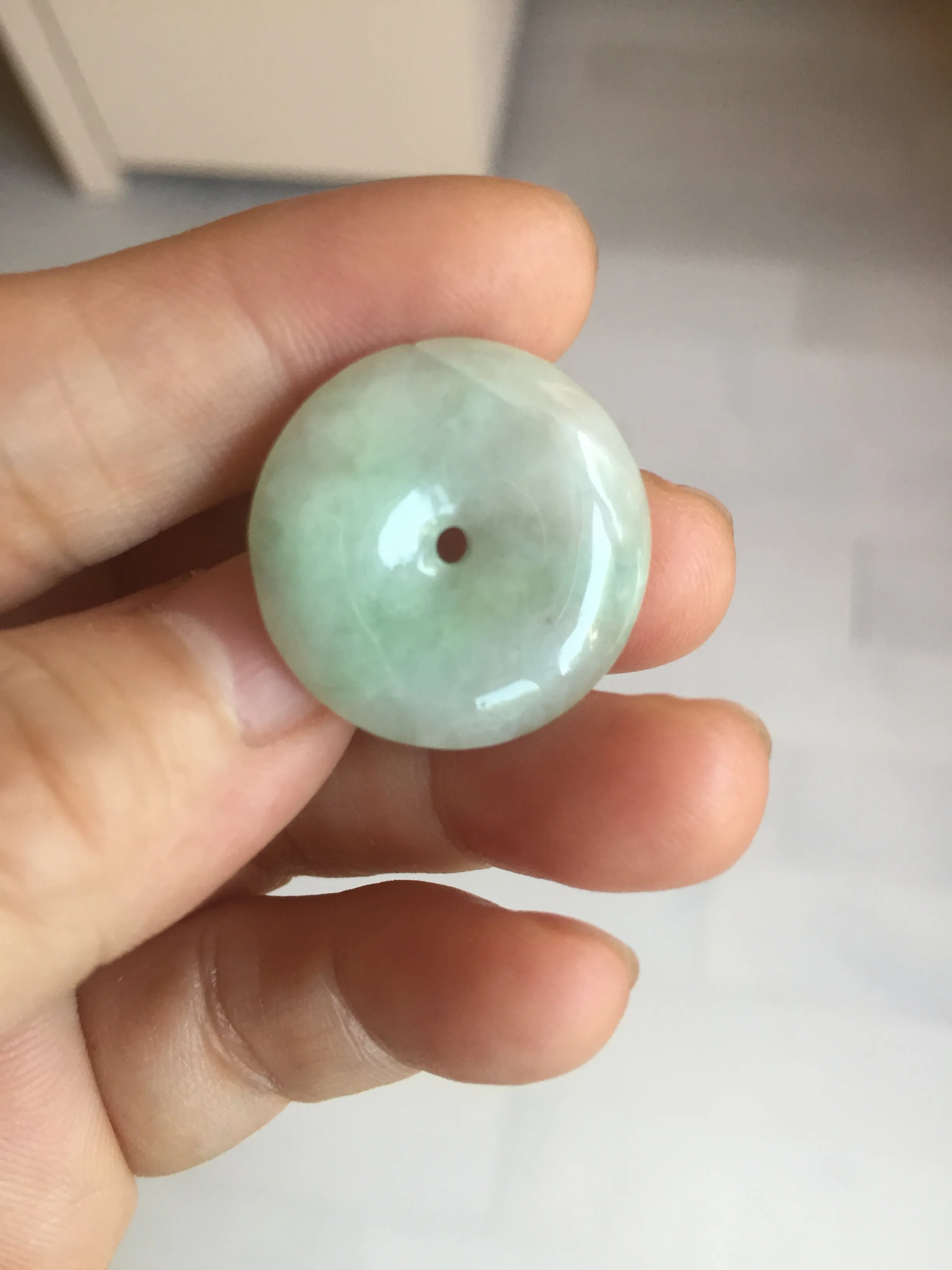 23.5-27.7mm 100% Natural apple green/white jadeite Jade Safety Guardian Button(donut) Pendant group BK112