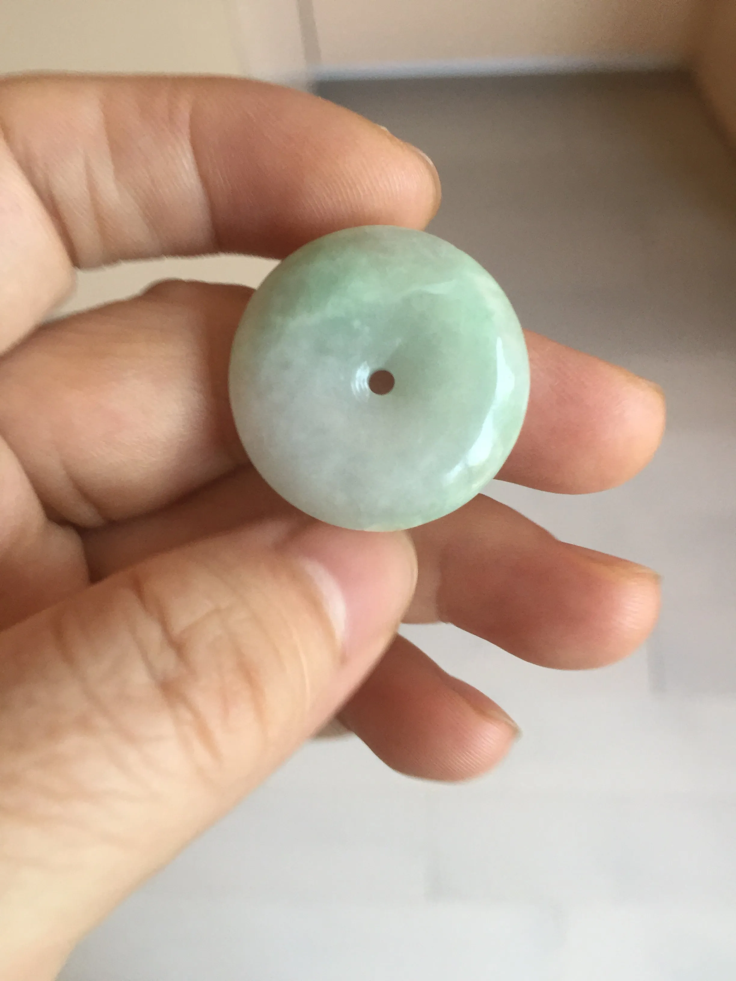 23.5-27.7mm 100% Natural apple green/white jadeite Jade Safety Guardian Button(donut) Pendant group BK112