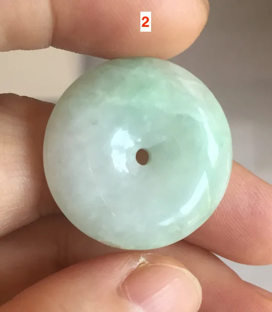 23.5-27.7mm 100% Natural apple green/white jadeite Jade Safety Guardian Button(donut) Pendant group BK112