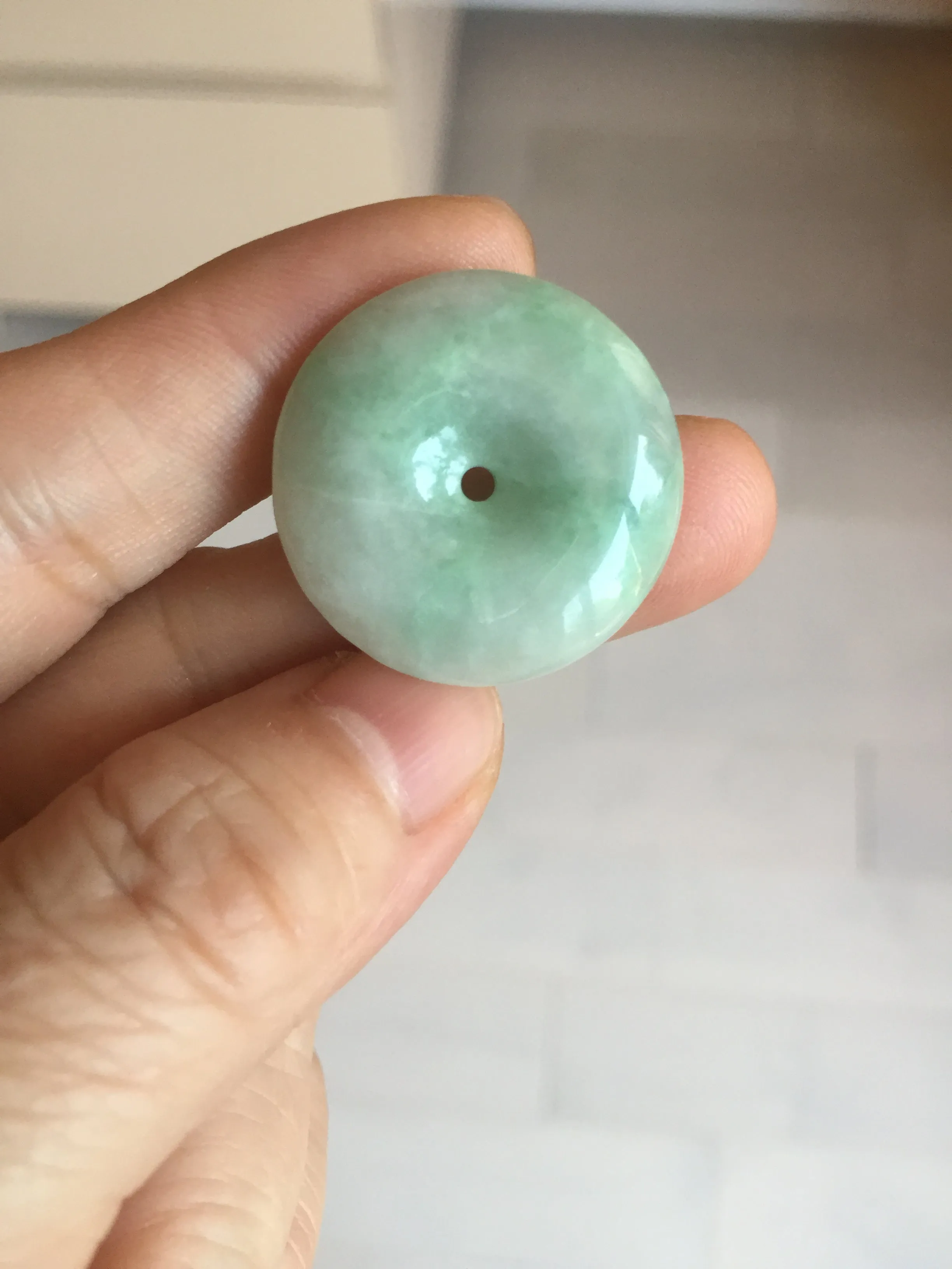 23.5-27.7mm 100% Natural apple green/white jadeite Jade Safety Guardian Button(donut) Pendant group BK112