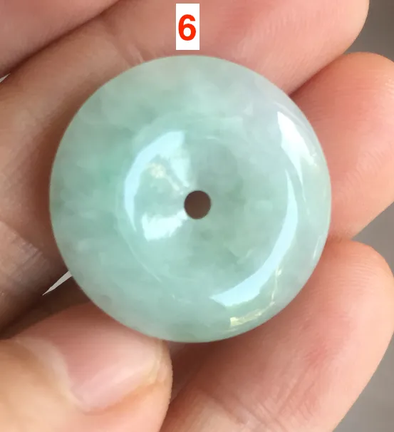 23.5-27.7mm 100% Natural apple green/white jadeite Jade Safety Guardian Button(donut) Pendant group BK112