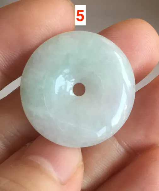 23.5-27.7mm 100% Natural apple green/white jadeite Jade Safety Guardian Button(donut) Pendant group BK112