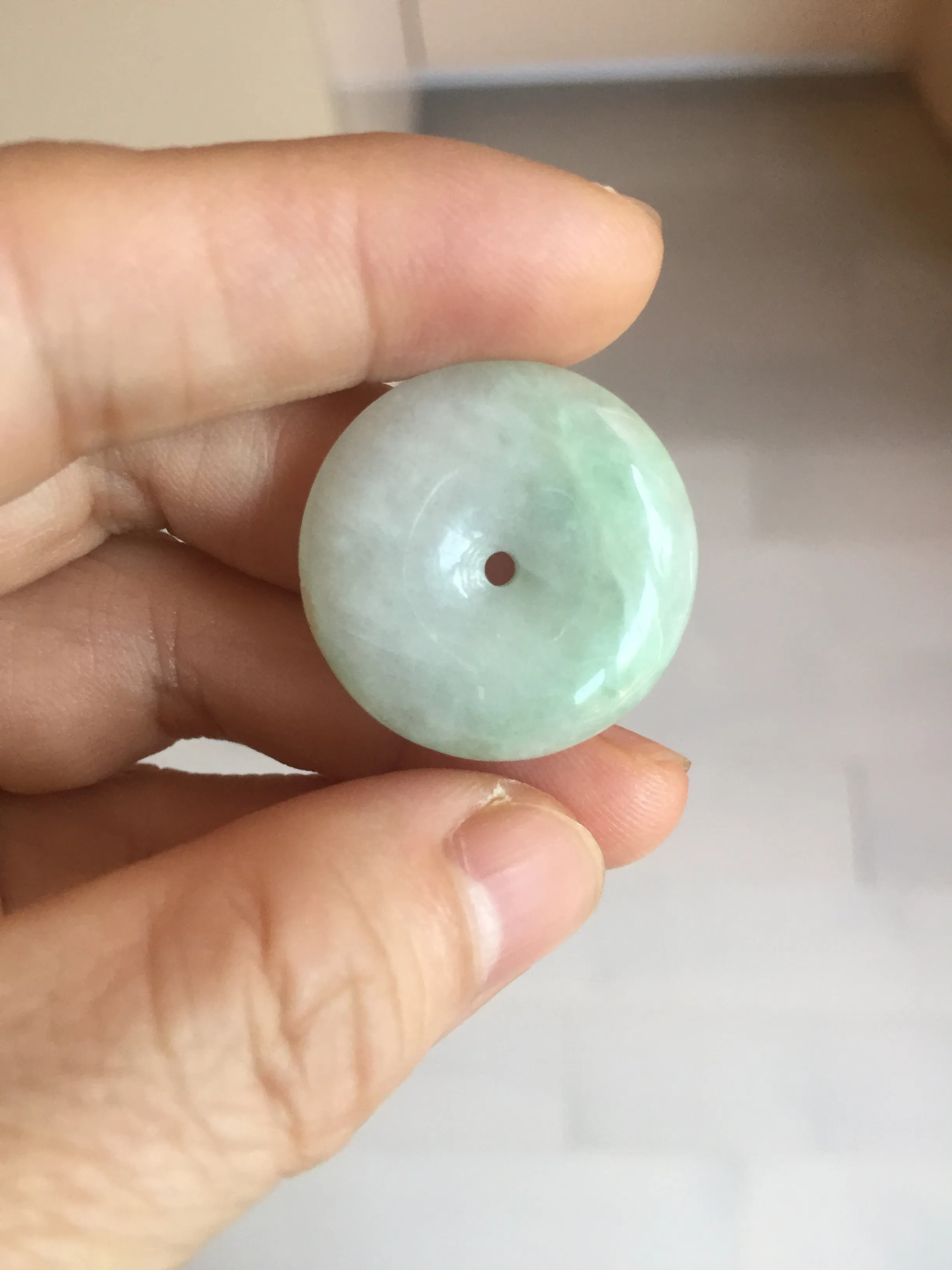 23.5-27.7mm 100% Natural apple green/white jadeite Jade Safety Guardian Button(donut) Pendant group BK112