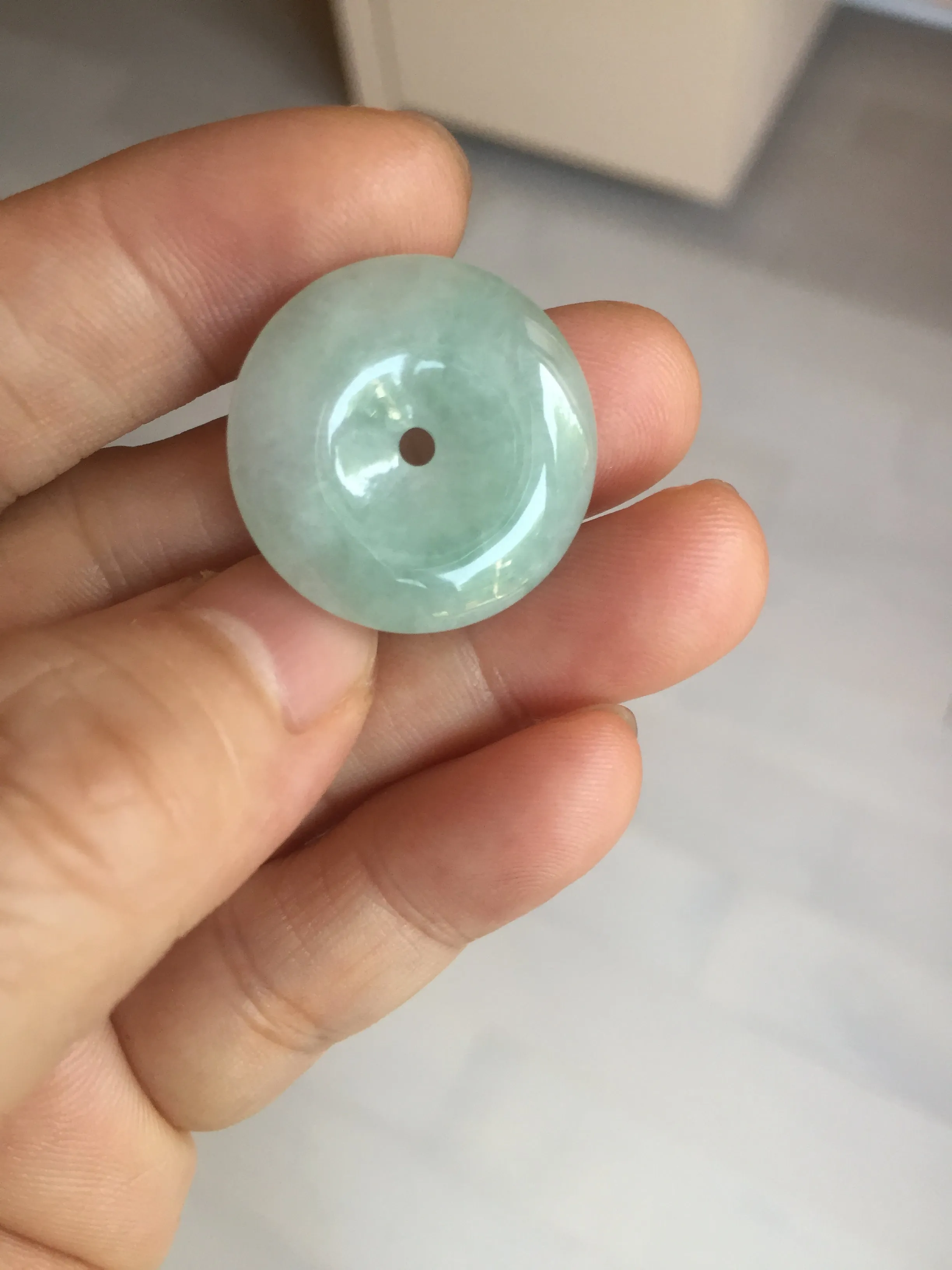 23.5-27.7mm 100% Natural apple green/white jadeite Jade Safety Guardian Button(donut) Pendant group BK112