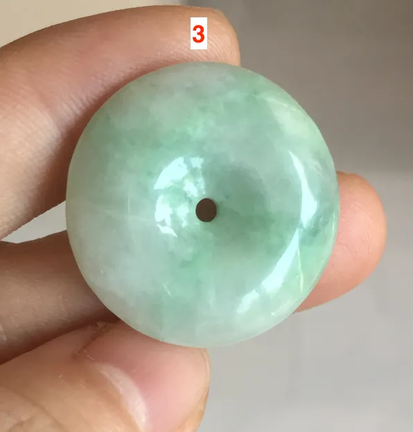 23.5-27.7mm 100% Natural apple green/white jadeite Jade Safety Guardian Button(donut) Pendant group BK112