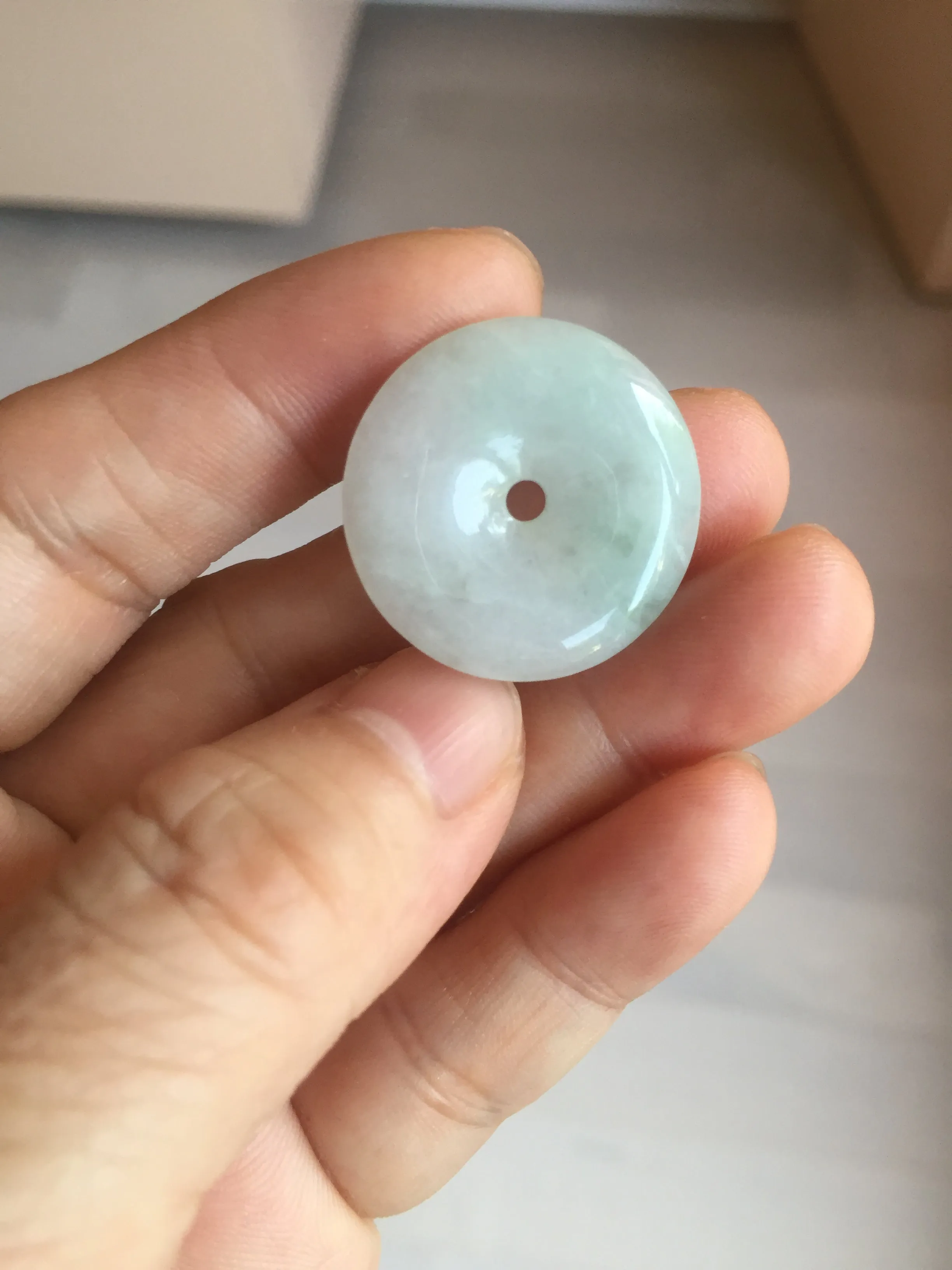 23.5-27.7mm 100% Natural apple green/white jadeite Jade Safety Guardian Button(donut) Pendant group BK112