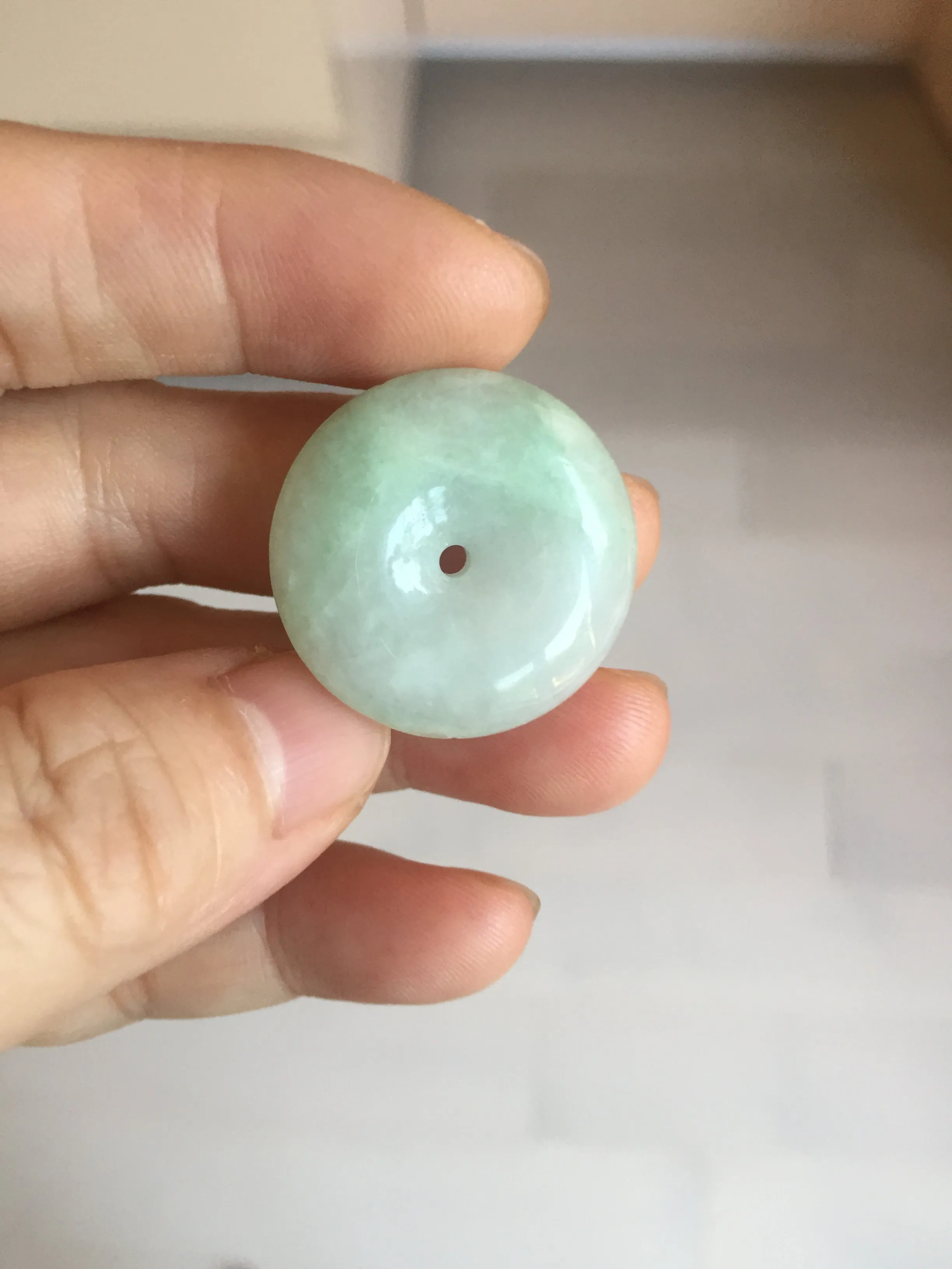 23.5-27.7mm 100% Natural apple green/white jadeite Jade Safety Guardian Button(donut) Pendant group BK112