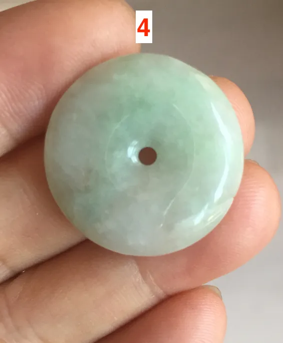 23.5-27.7mm 100% Natural apple green/white jadeite Jade Safety Guardian Button(donut) Pendant group BK112