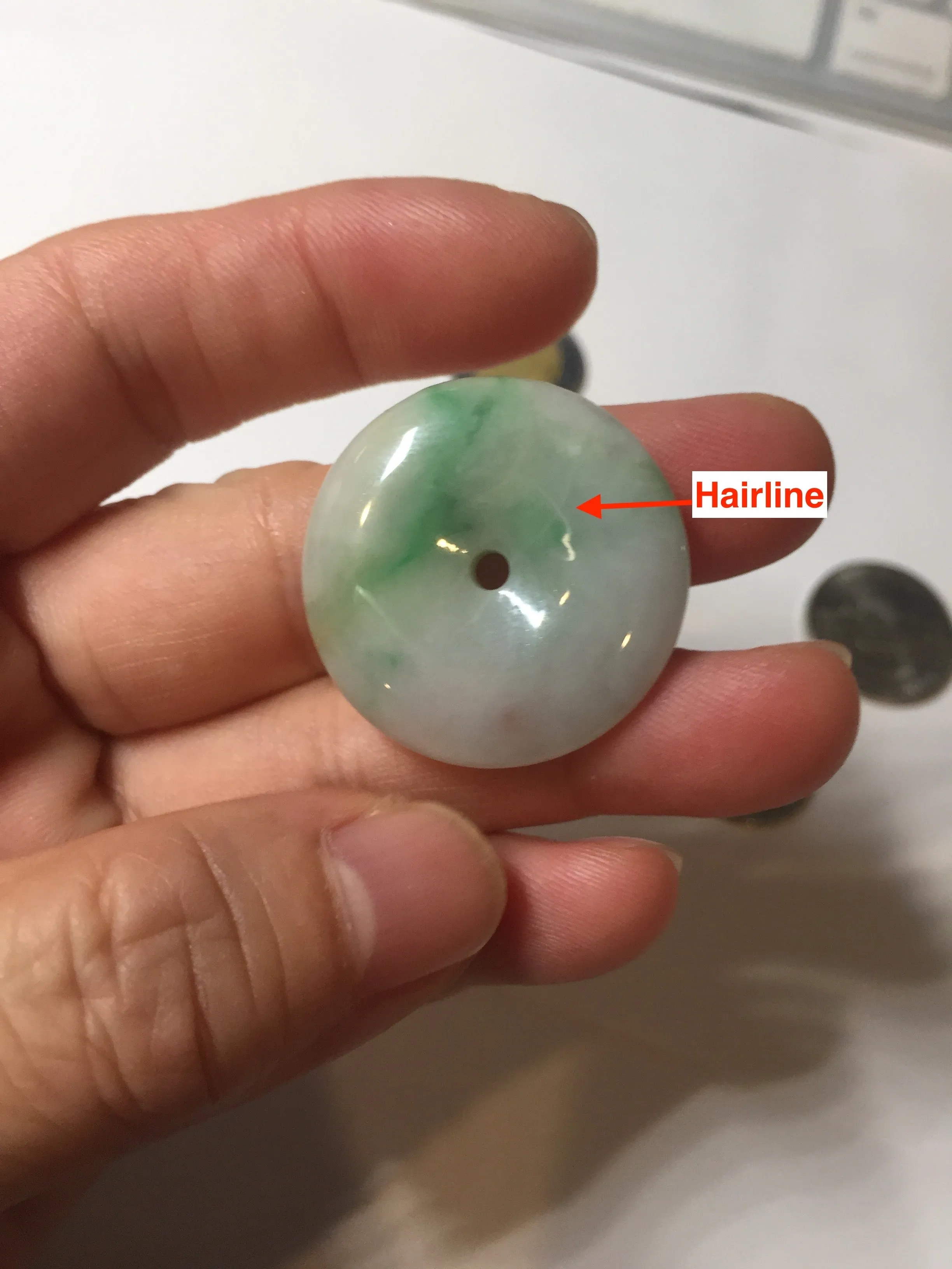 27.8/6.1mm Type A 100% Natural sunny green light purple red Jadeite Jade Safety Guardian Button donuts Pendant group BP108