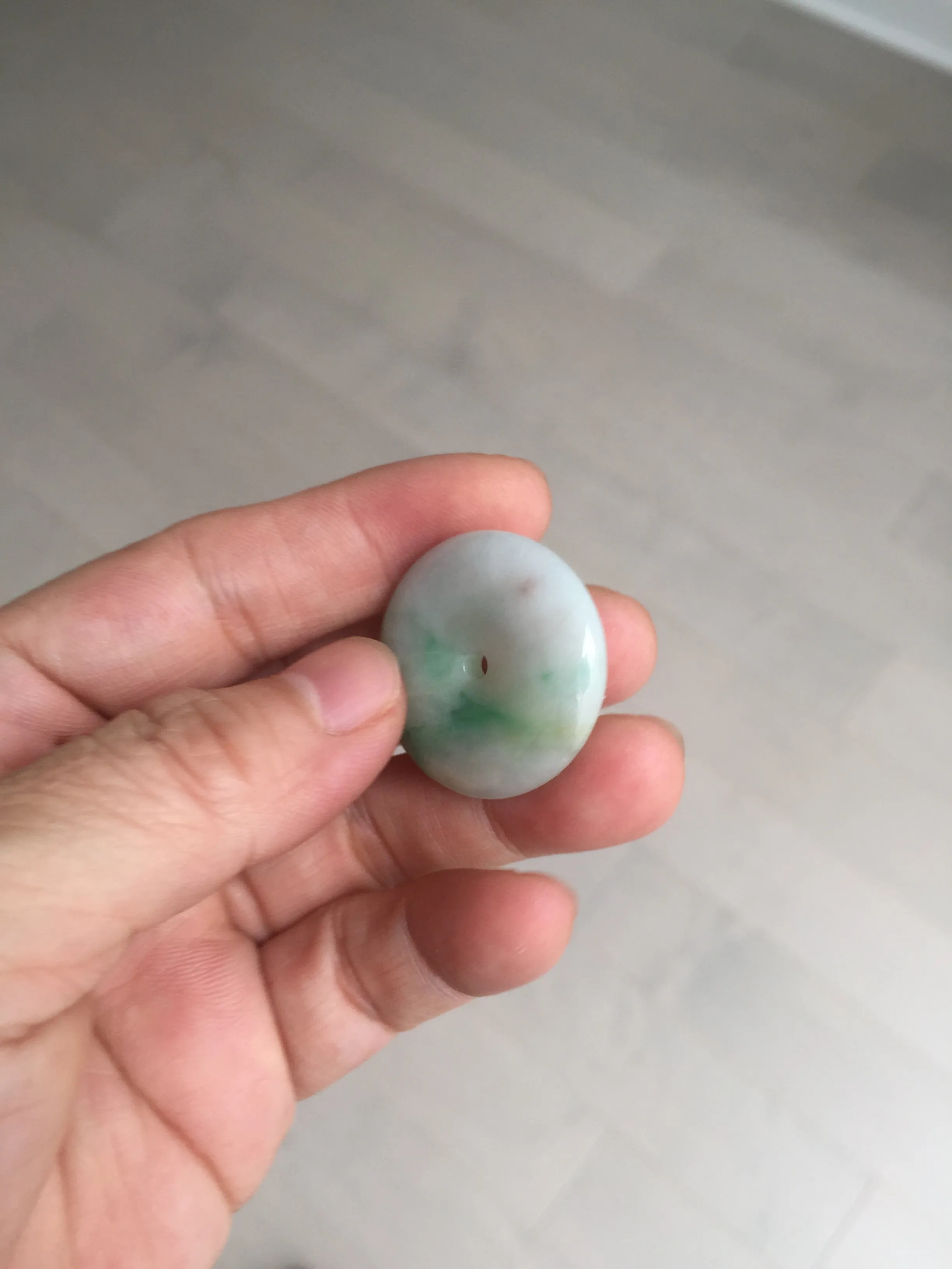 27.8/6.1mm Type A 100% Natural sunny green light purple red Jadeite Jade Safety Guardian Button donuts Pendant group BP108