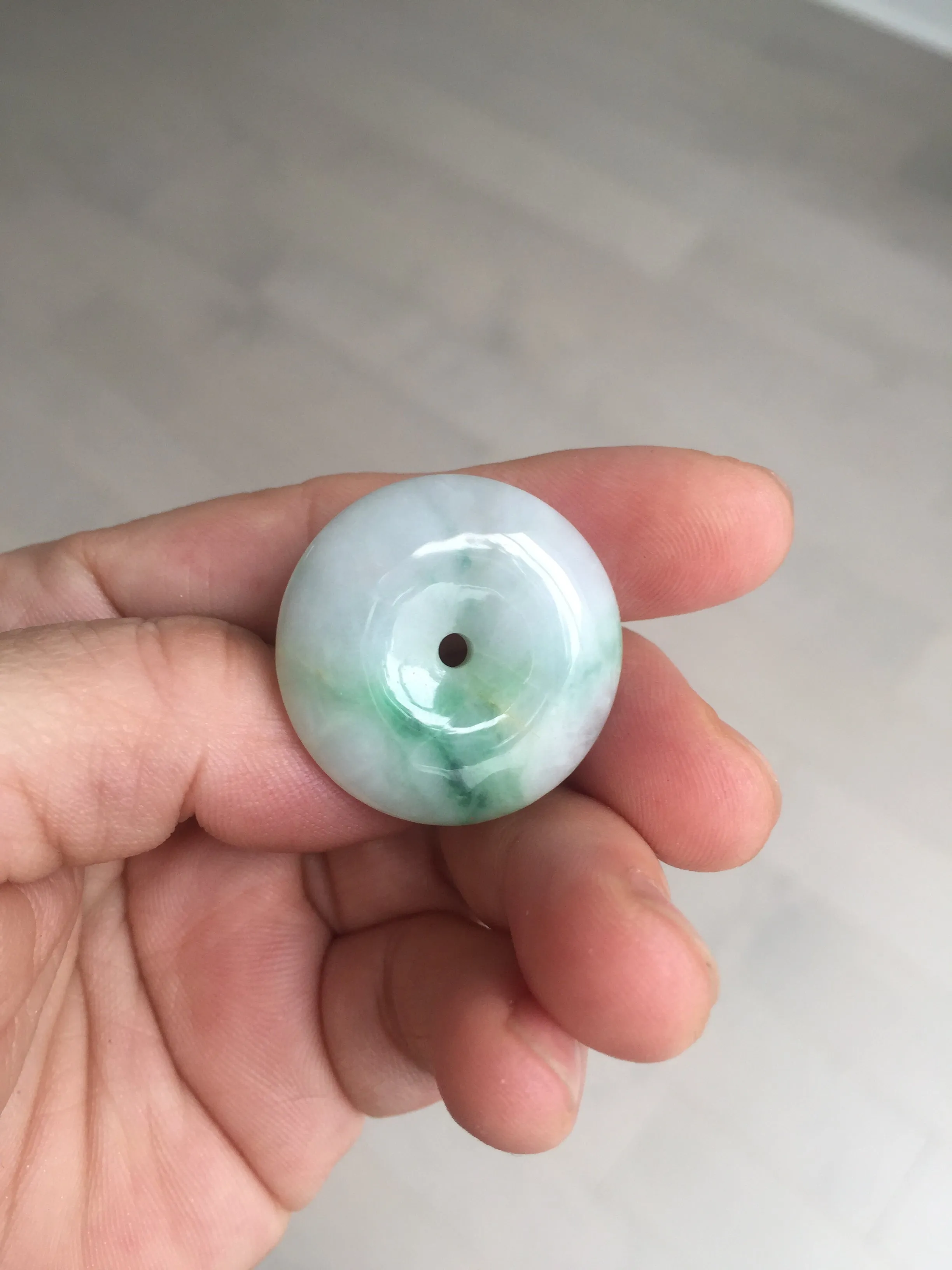 27.8/6.1mm Type A 100% Natural sunny green light purple red Jadeite Jade Safety Guardian Button donuts Pendant group BP108