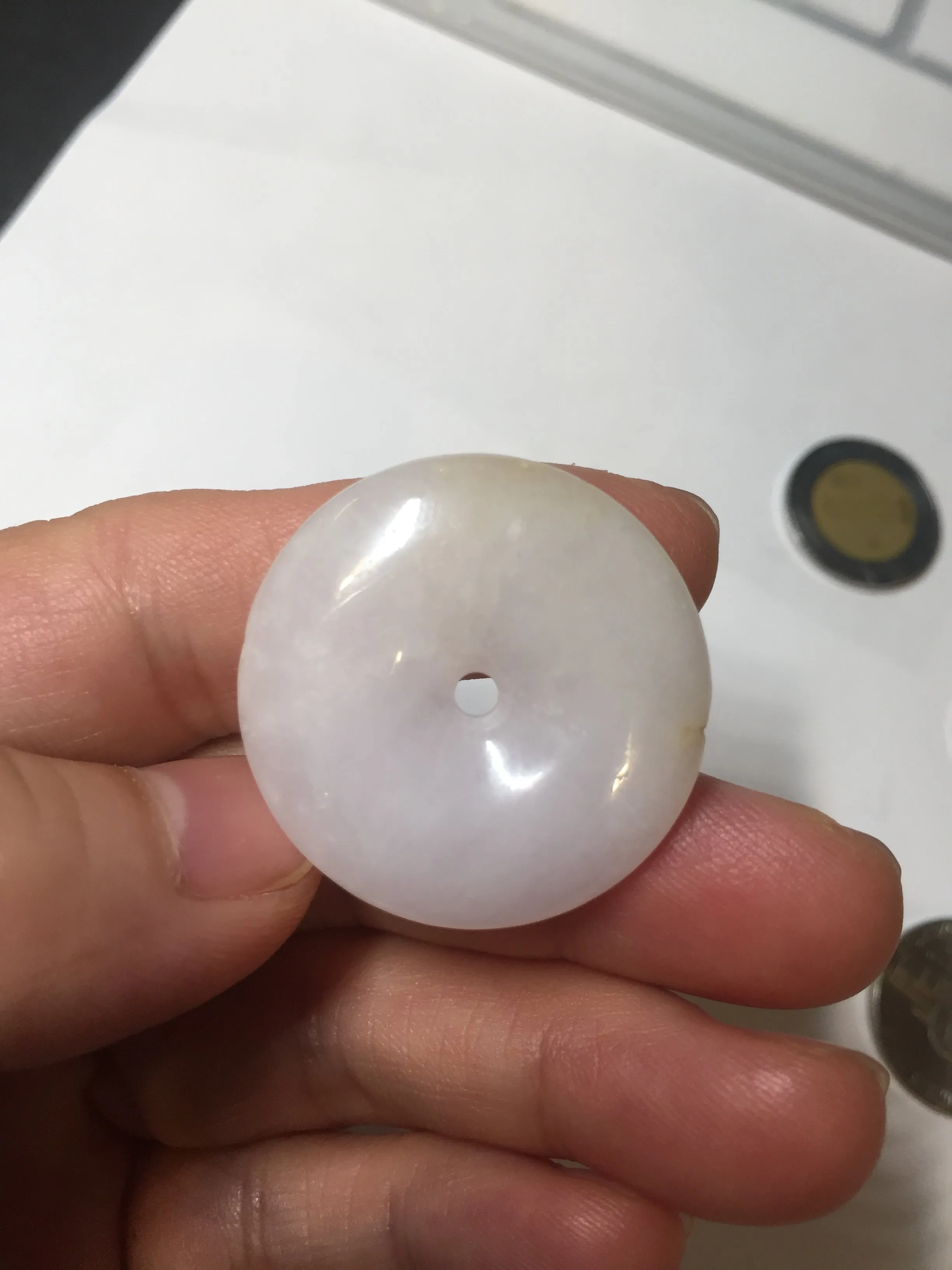 29.4/6.7mm Type A 100% Natural light purple yellow Jadeite Jade Safety Guardian Button donuts Pendant BP113