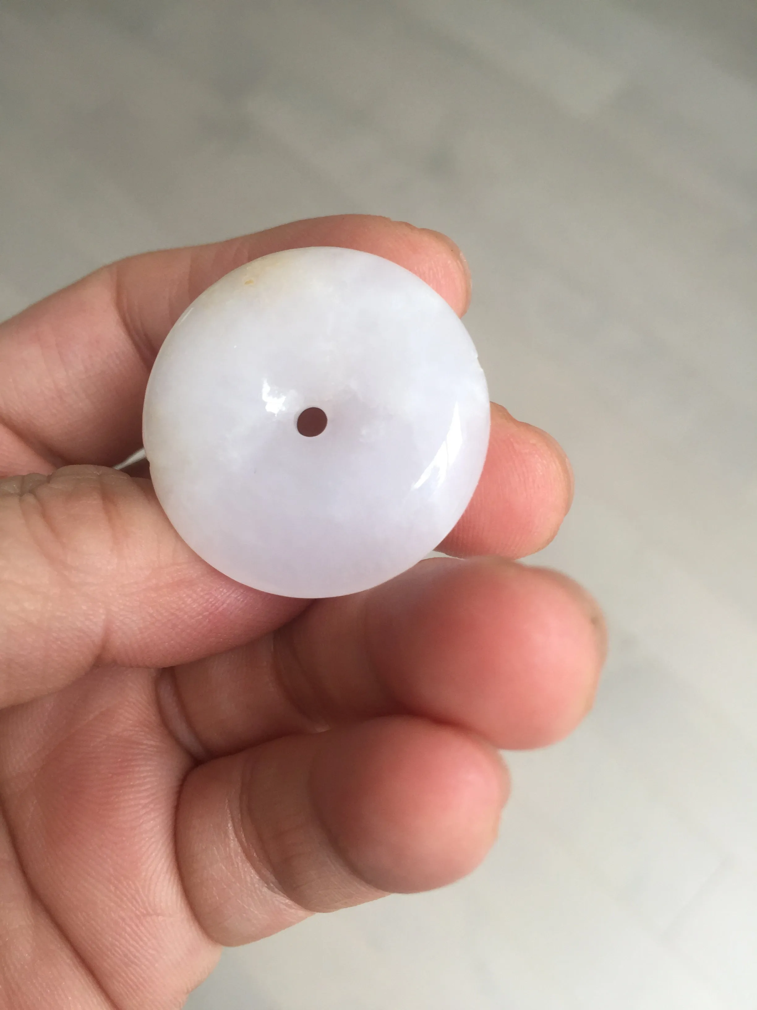 29.4/6.7mm Type A 100% Natural light purple yellow Jadeite Jade Safety Guardian Button donuts Pendant BP113