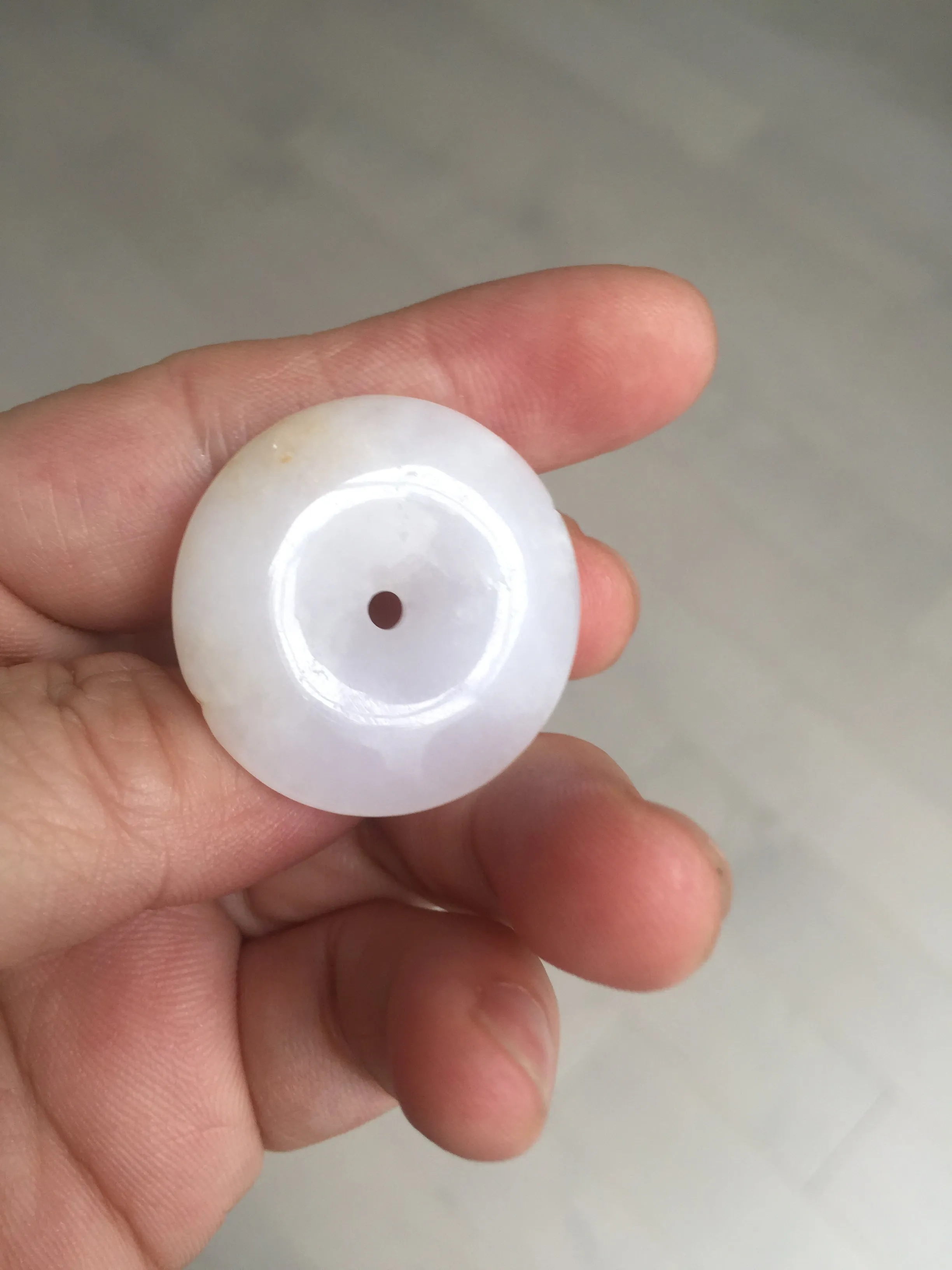 29.4/6.7mm Type A 100% Natural light purple yellow Jadeite Jade Safety Guardian Button donuts Pendant BP113