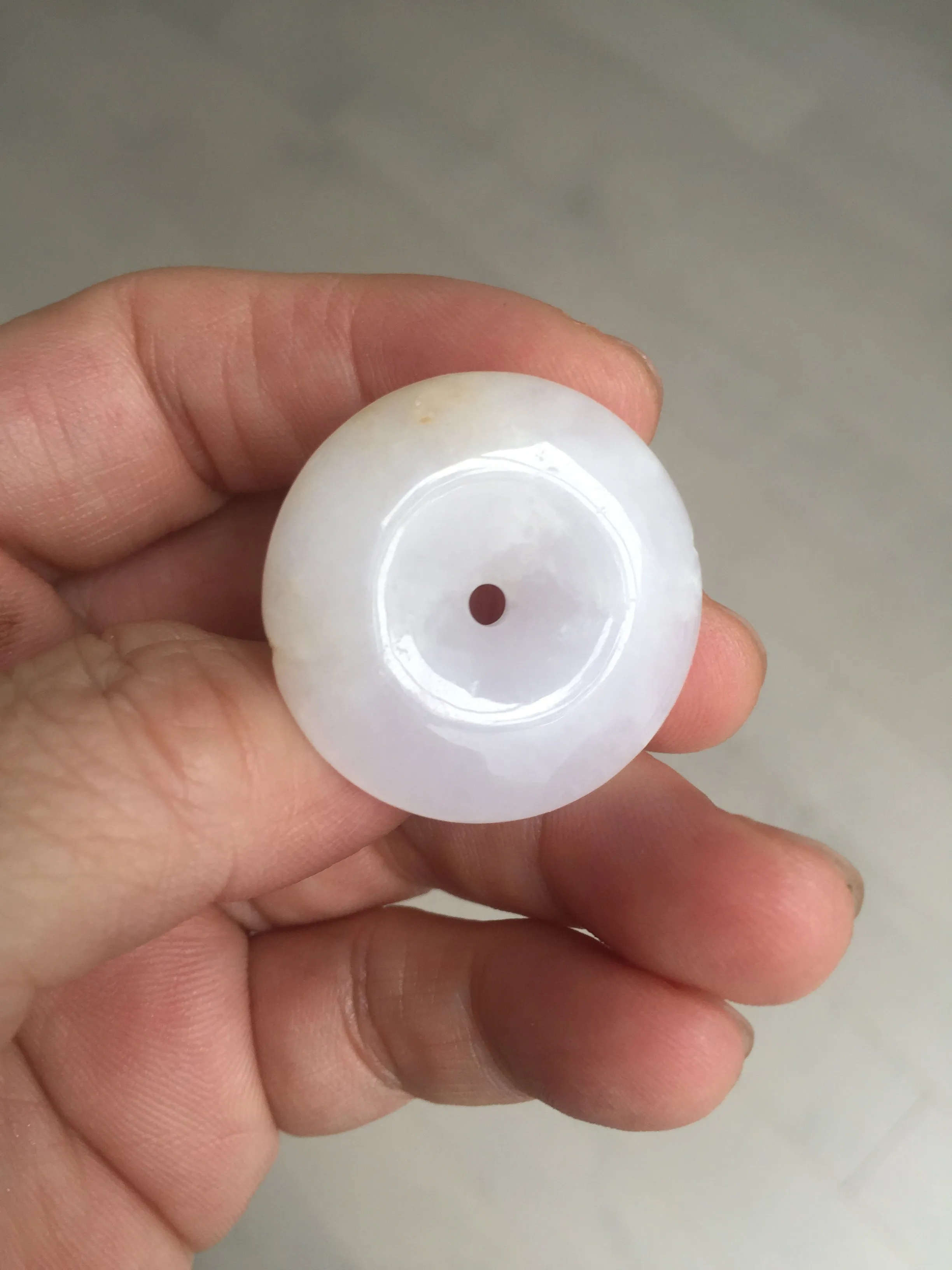 29.4/6.7mm Type A 100% Natural light purple yellow Jadeite Jade Safety Guardian Button donuts Pendant BP113