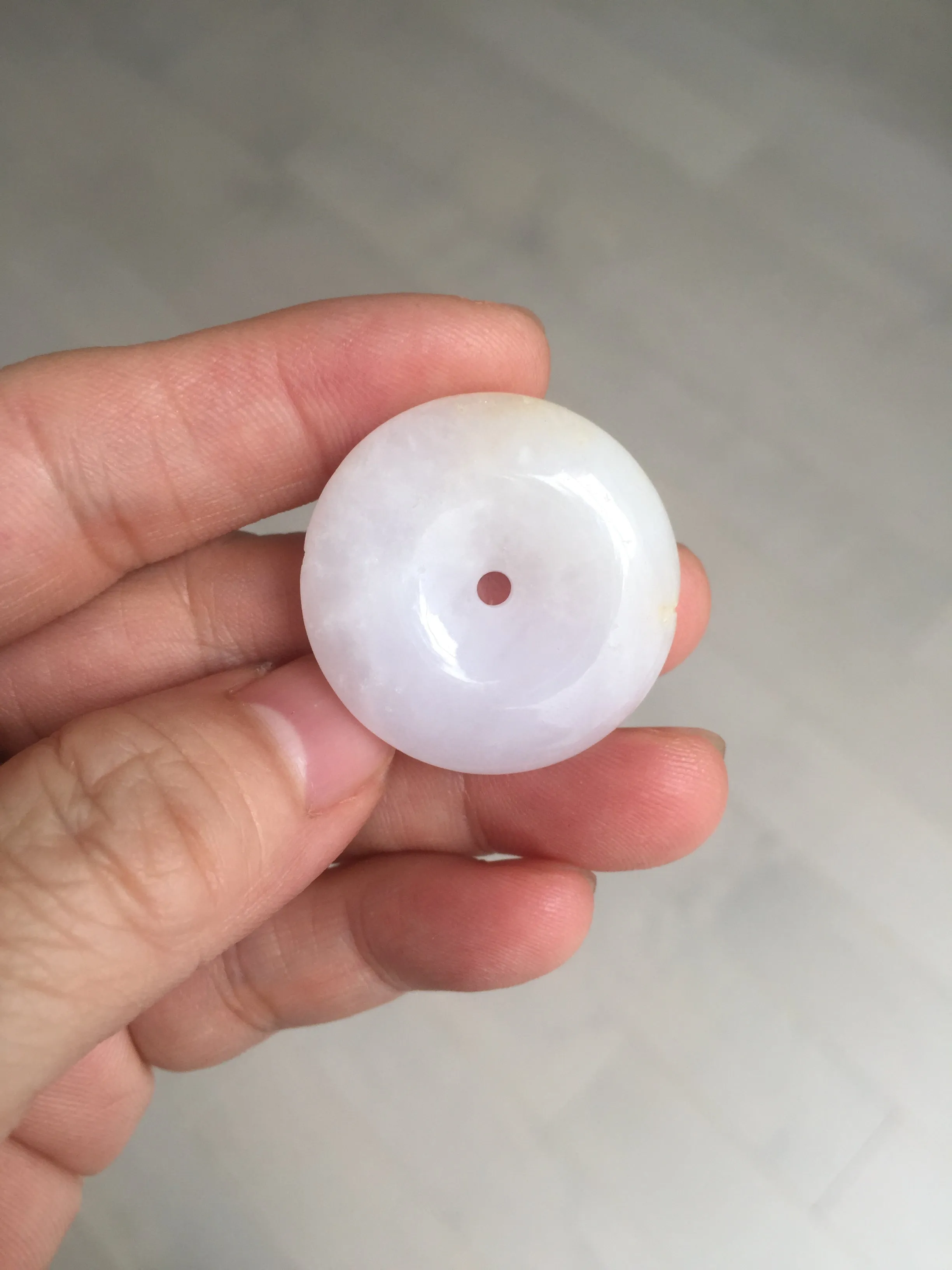 29.4/6.7mm Type A 100% Natural light purple yellow Jadeite Jade Safety Guardian Button donuts Pendant BP113