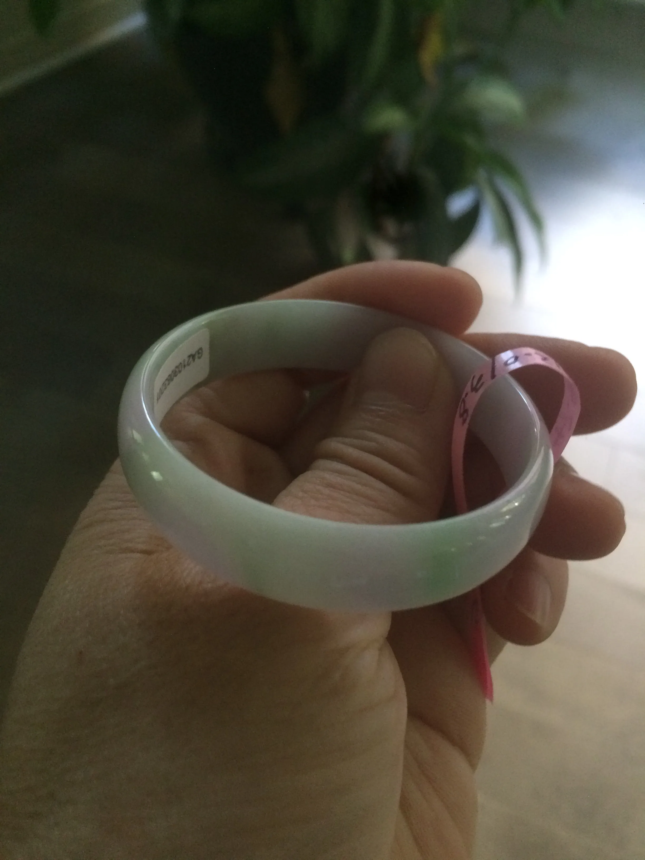 47.4mm certified Type A 100% Natural light sunny green/purple thin Jadeite Jade bangle Z51-3201