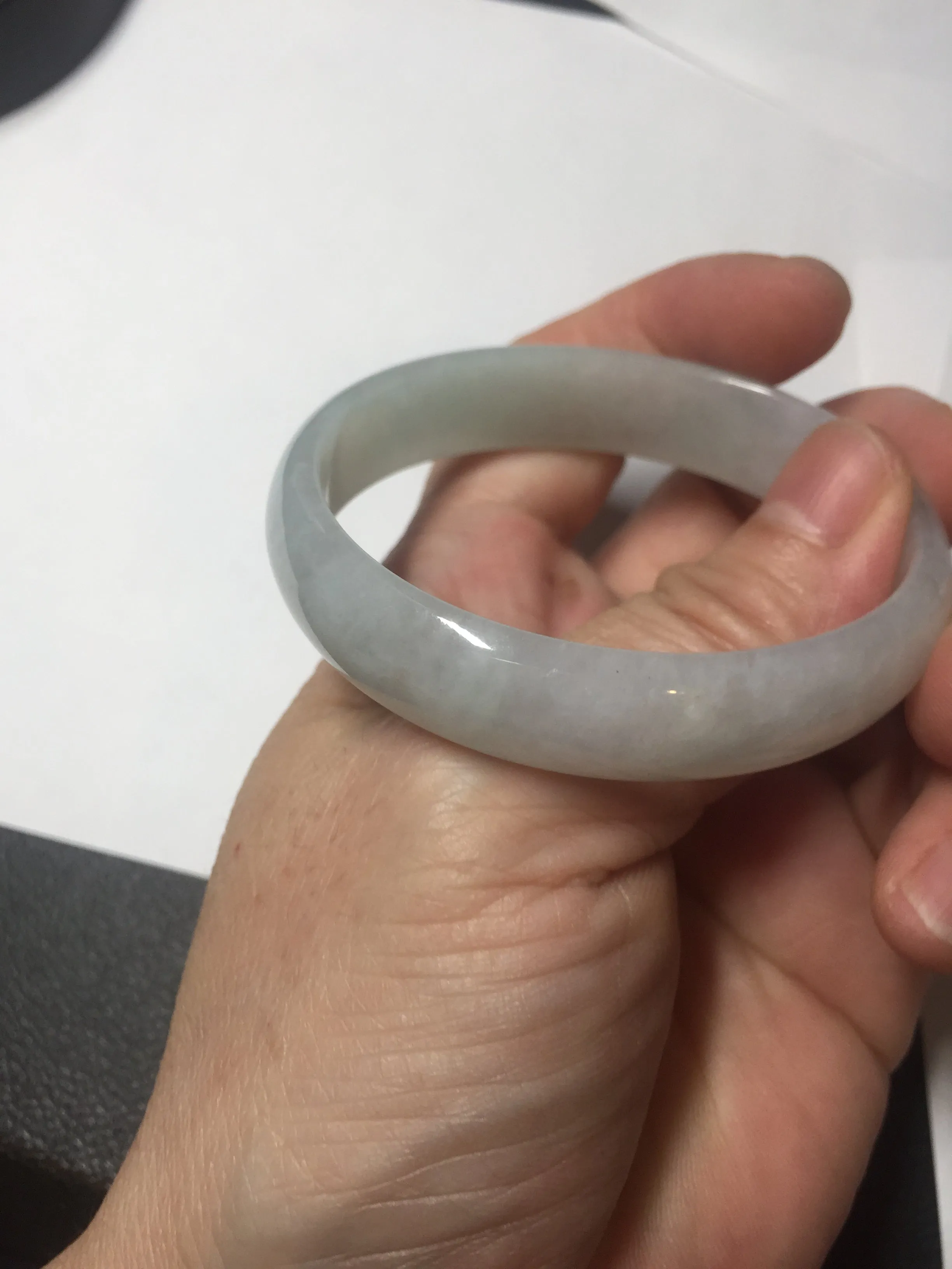 48mm certified 100% natural Type A icy watery green white oval jadeite jade bangle BH84-9112