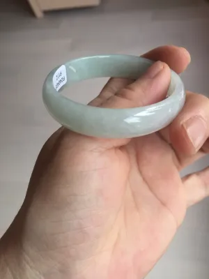 48mm certified 100% natural Type A icy watery green white oval jadeite jade bangle BH84-9112