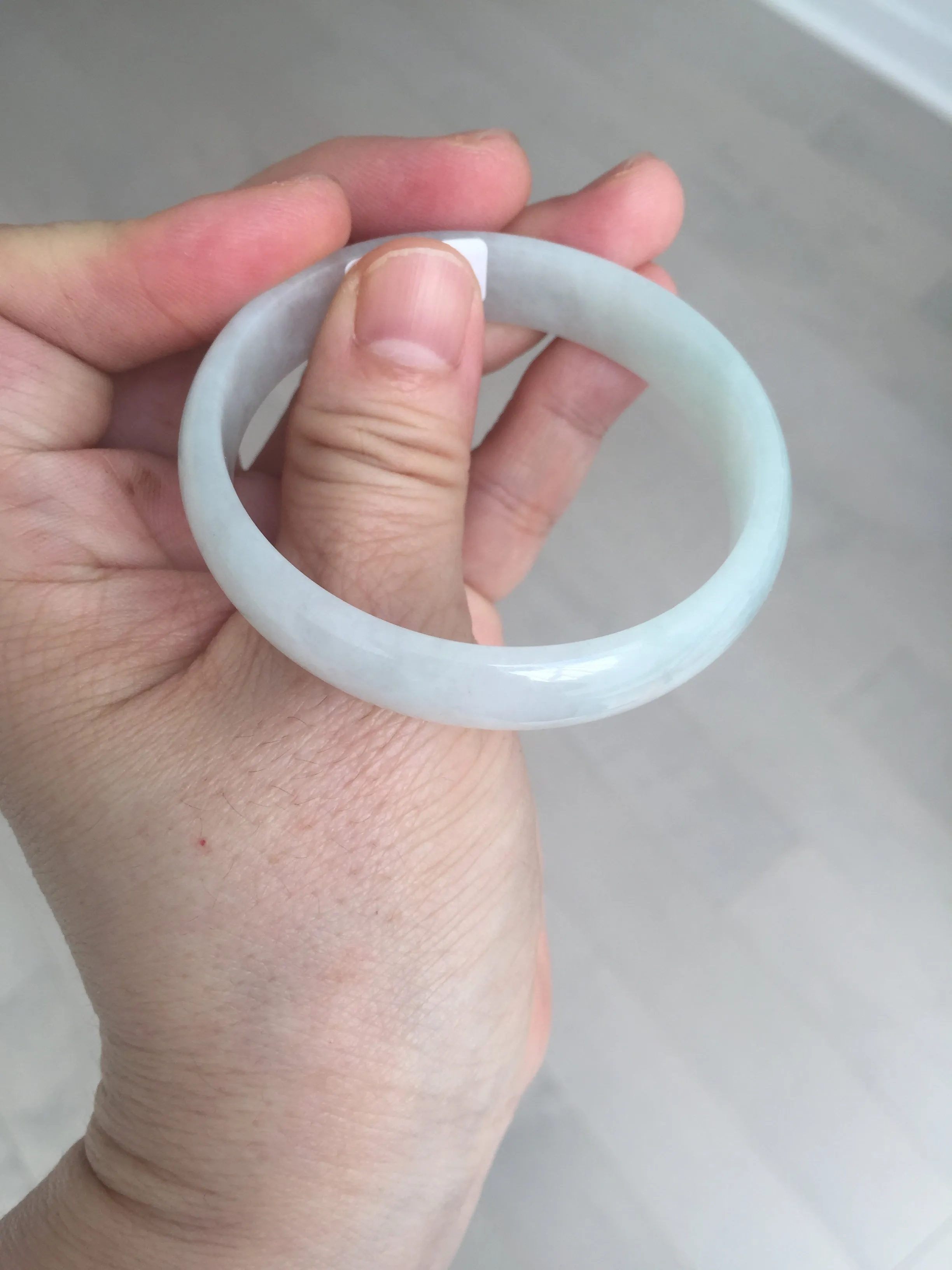 48mm certified 100% natural Type A icy watery green white oval jadeite jade bangle BH84-9112