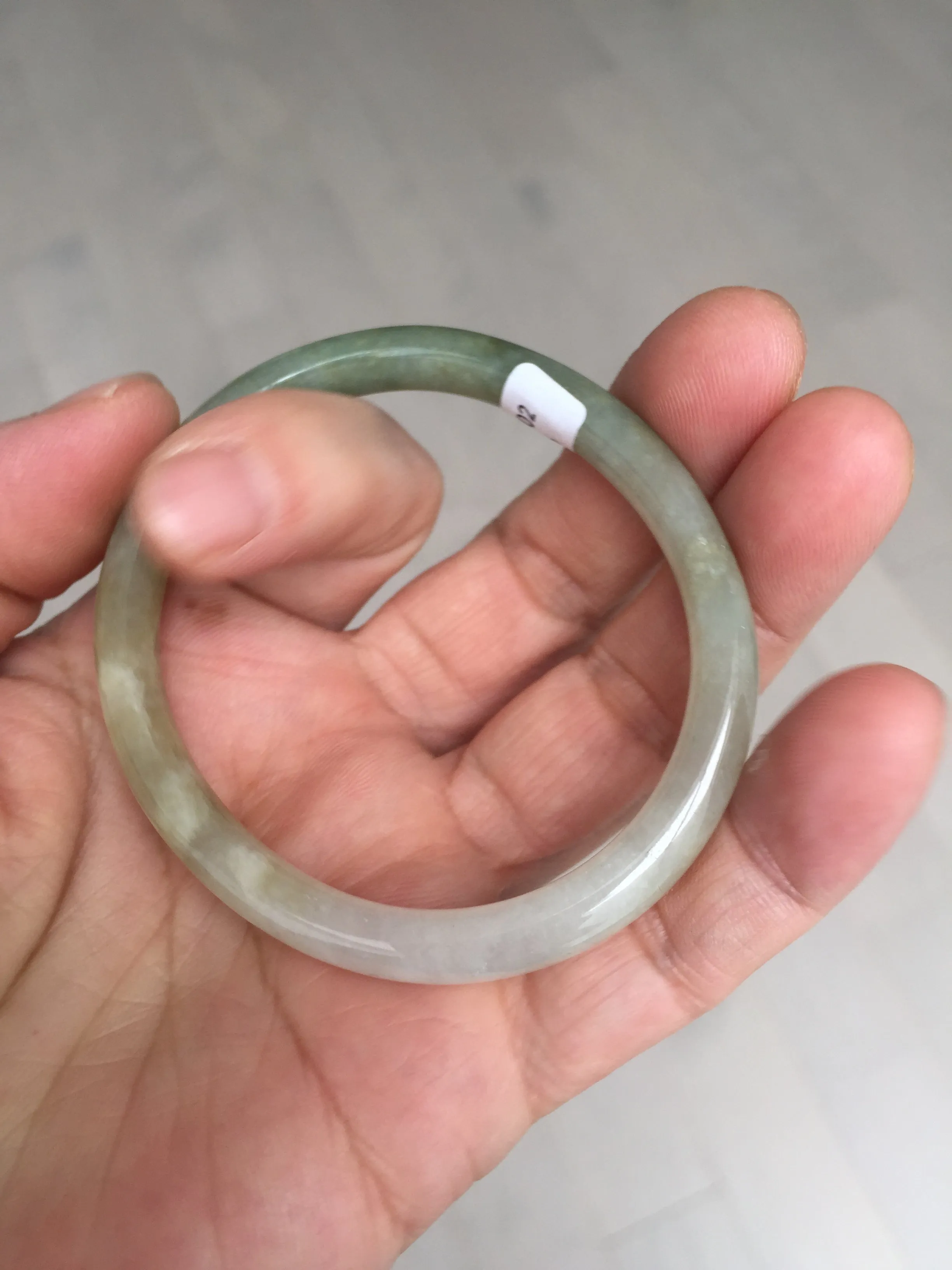 48mm certified 100% natural Type A icy watery green/brown/gray slim oval jadeite jade bangle BL111-9436