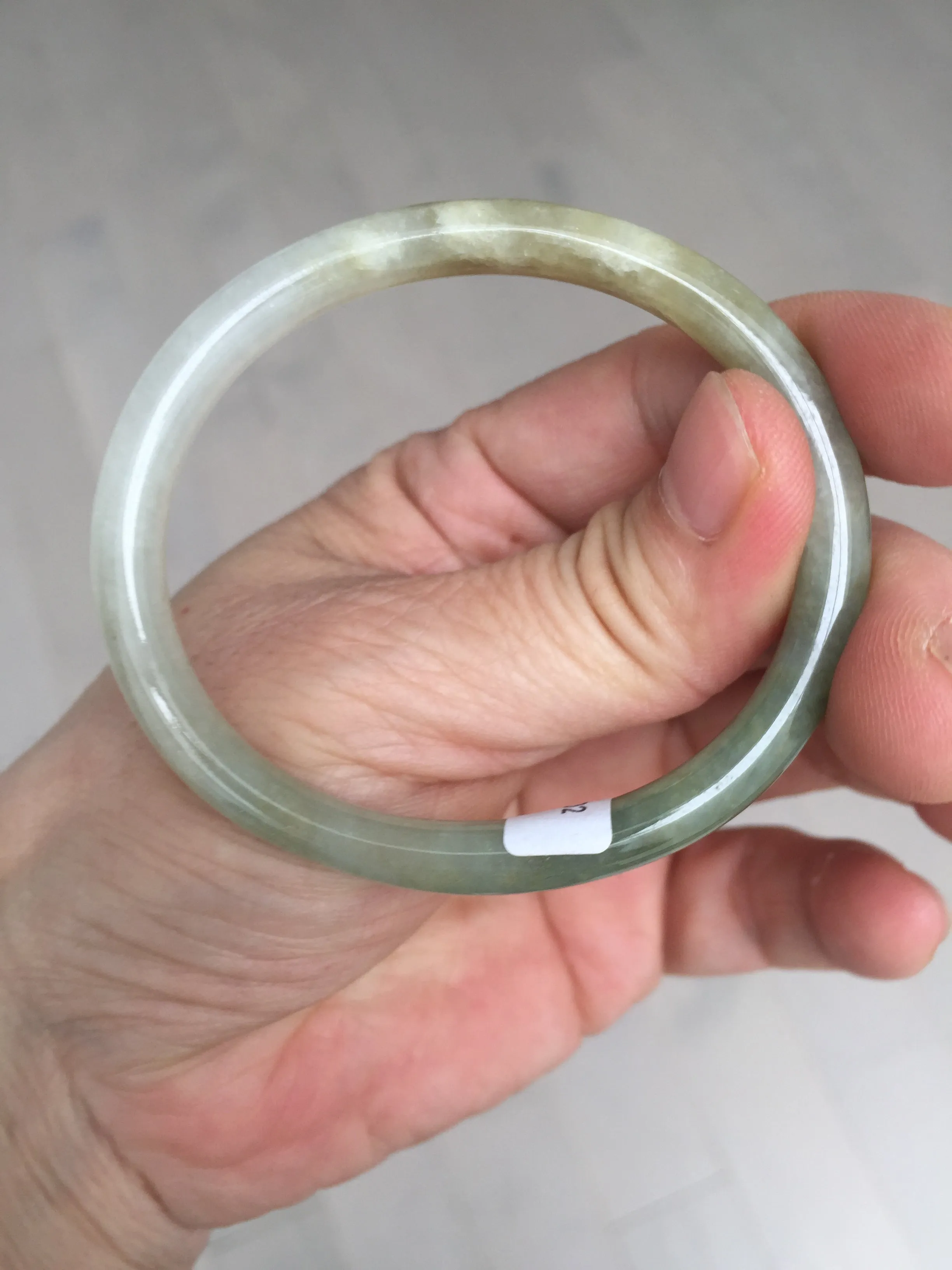 48mm certified 100% natural Type A icy watery green/brown/gray slim oval jadeite jade bangle BL111-9436