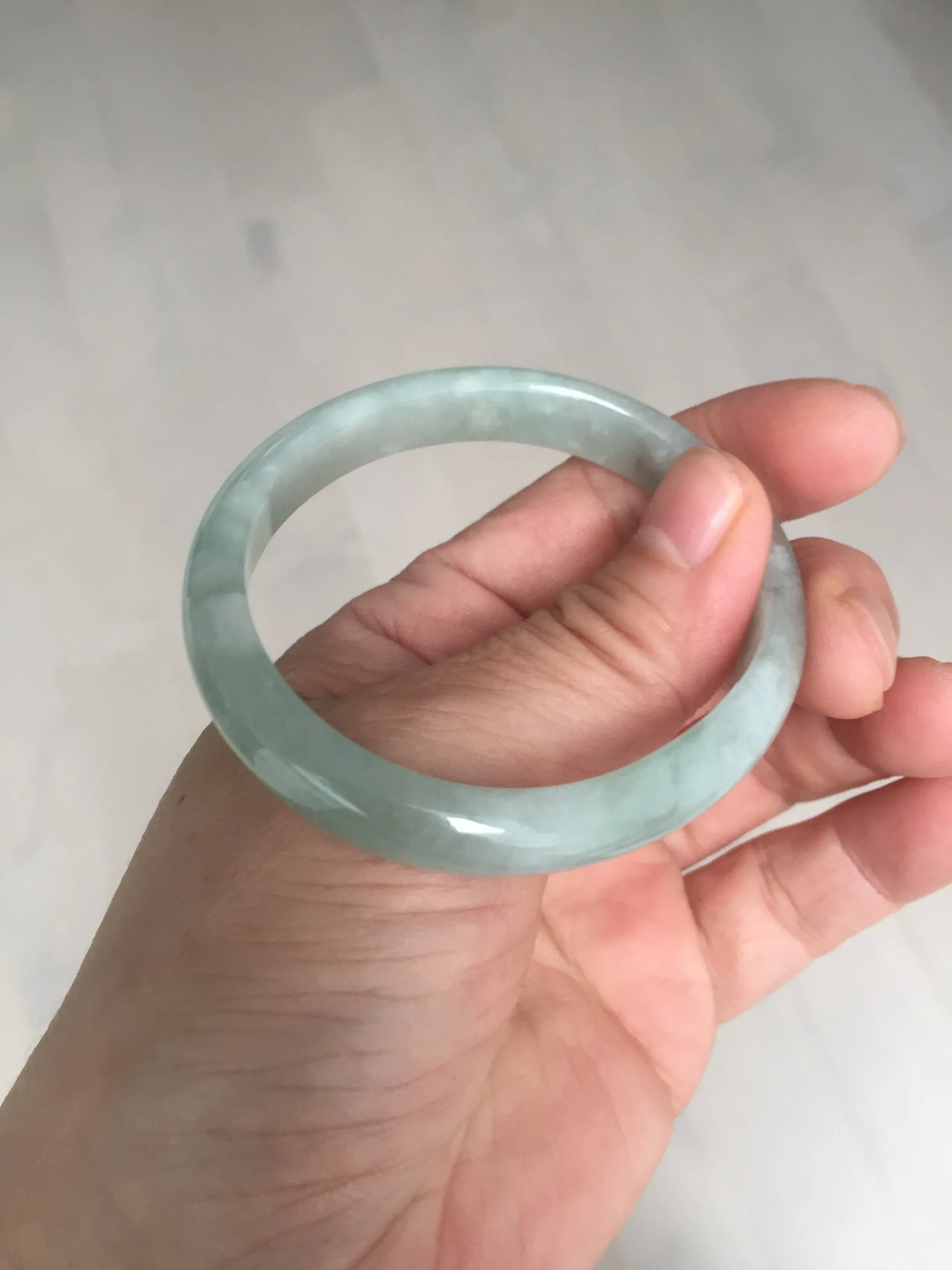 49mm certified Type A 100% Natural icy watery light green oval Jadeite Jade bangle BQ11-3802