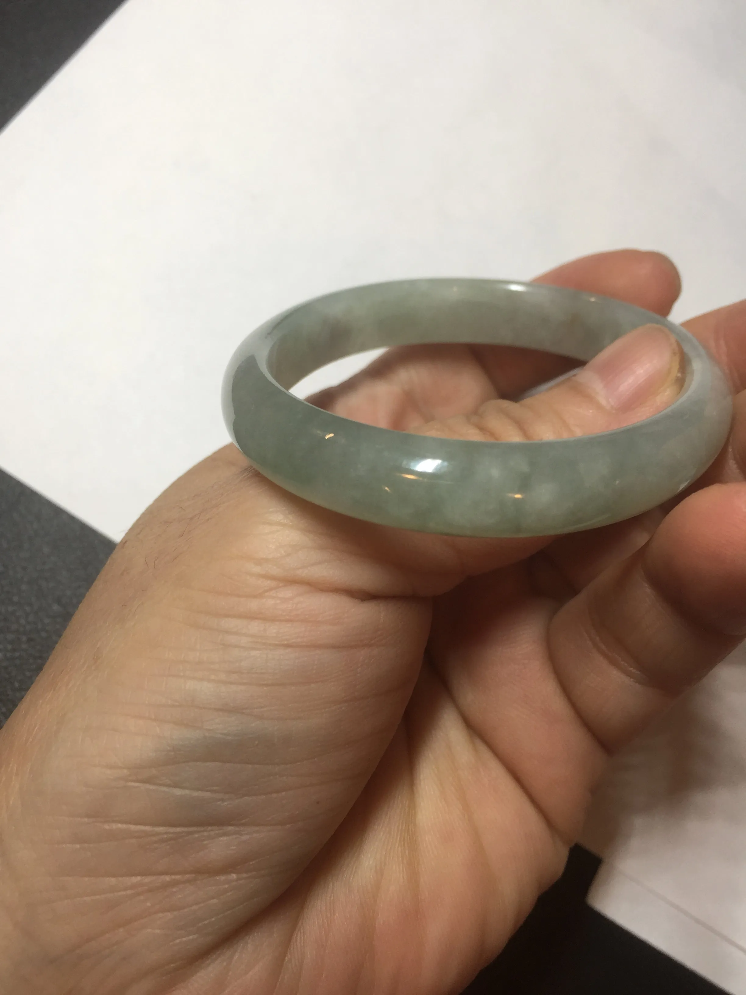 49mm certified Type A 100% Natural icy watery light green oval Jadeite Jade bangle BQ11-3802