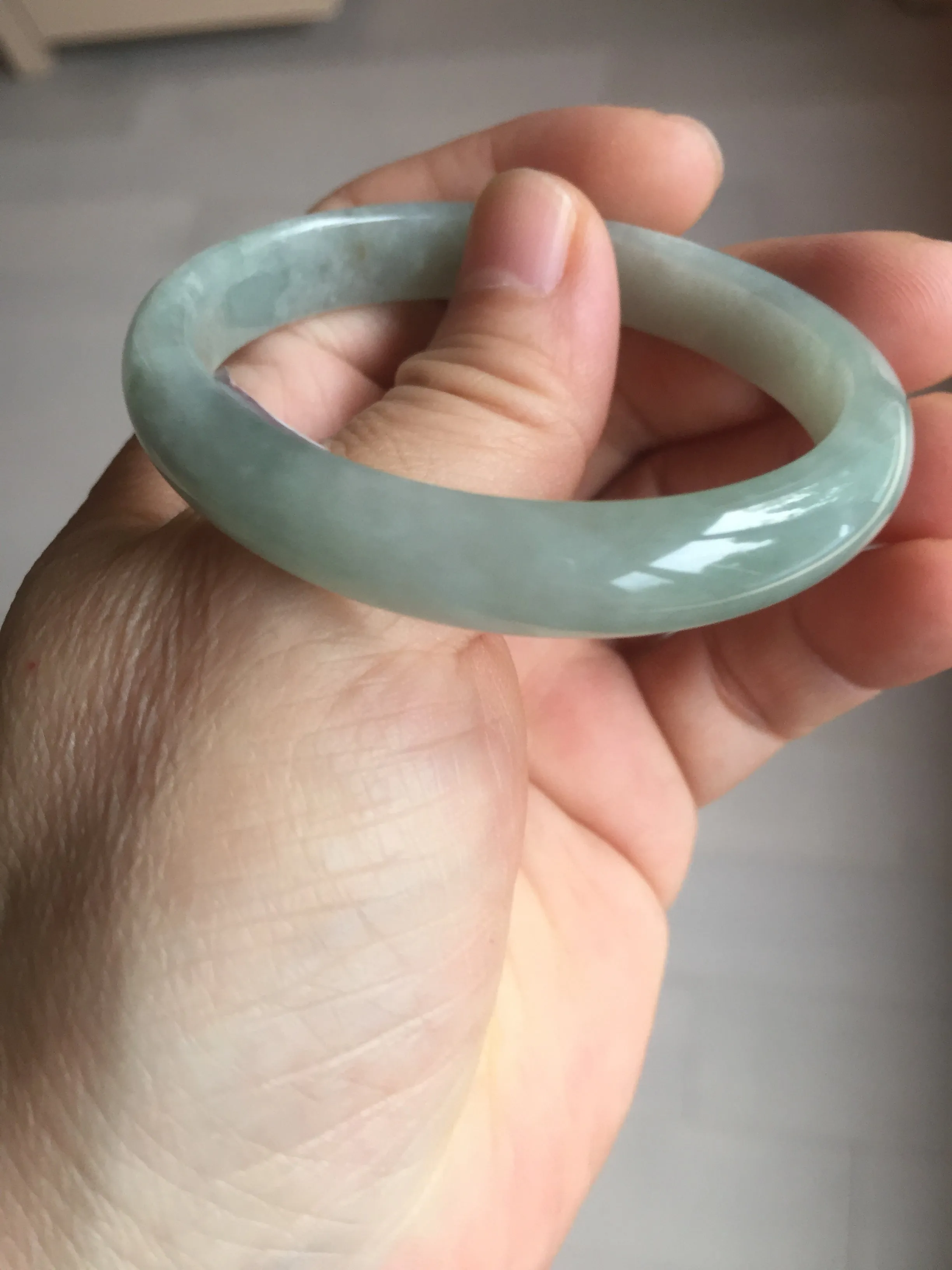 49mm certified Type A 100% Natural icy watery light green oval Jadeite Jade bangle BQ11-3802