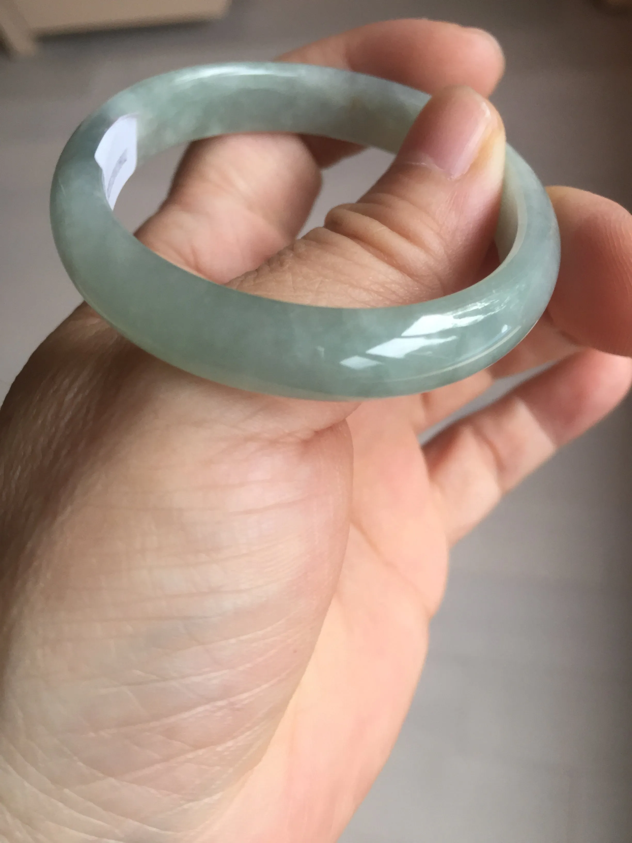 49mm certified Type A 100% Natural icy watery light green oval Jadeite Jade bangle BQ11-3802