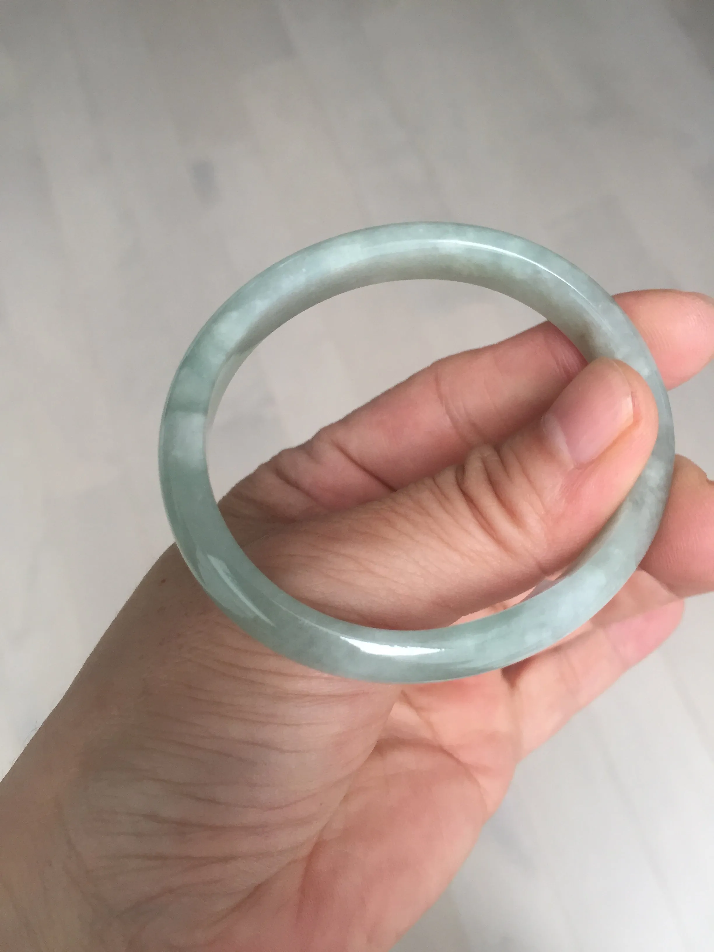 49mm certified Type A 100% Natural icy watery light green oval Jadeite Jade bangle BQ11-3802