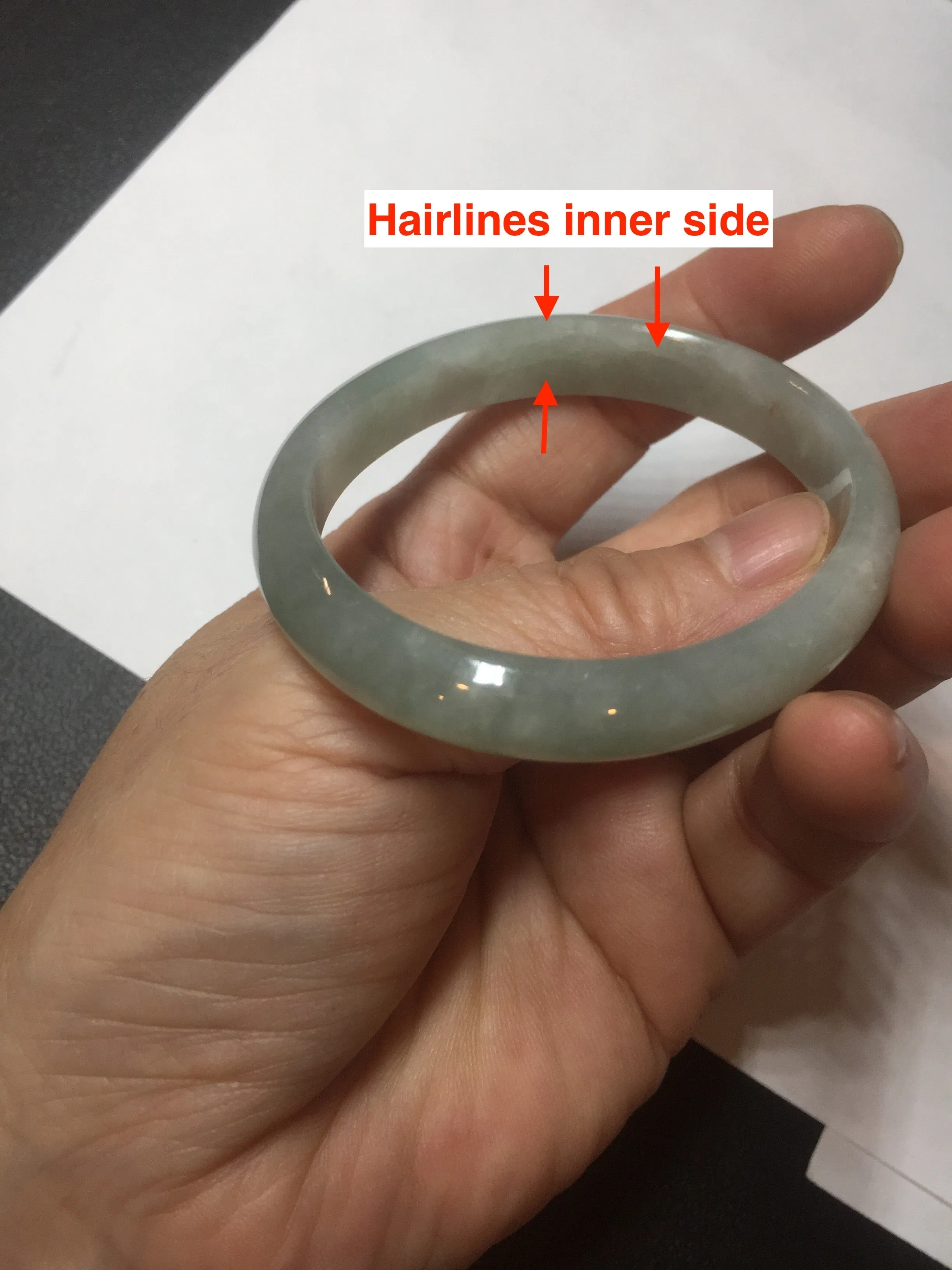 49mm certified Type A 100% Natural icy watery light green oval Jadeite Jade bangle BQ11-3802