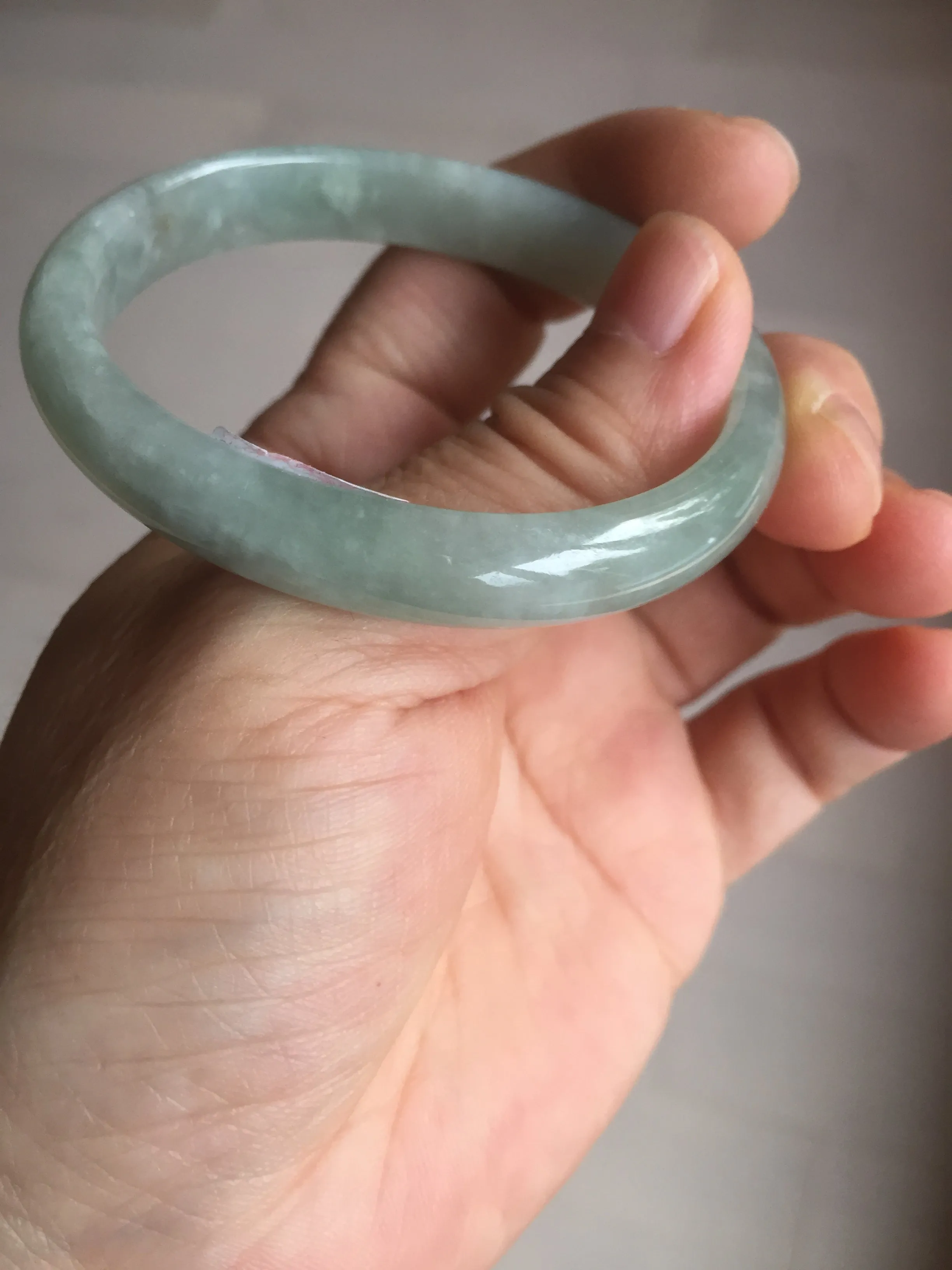 49mm certified Type A 100% Natural icy watery light green oval Jadeite Jade bangle BQ11-3802