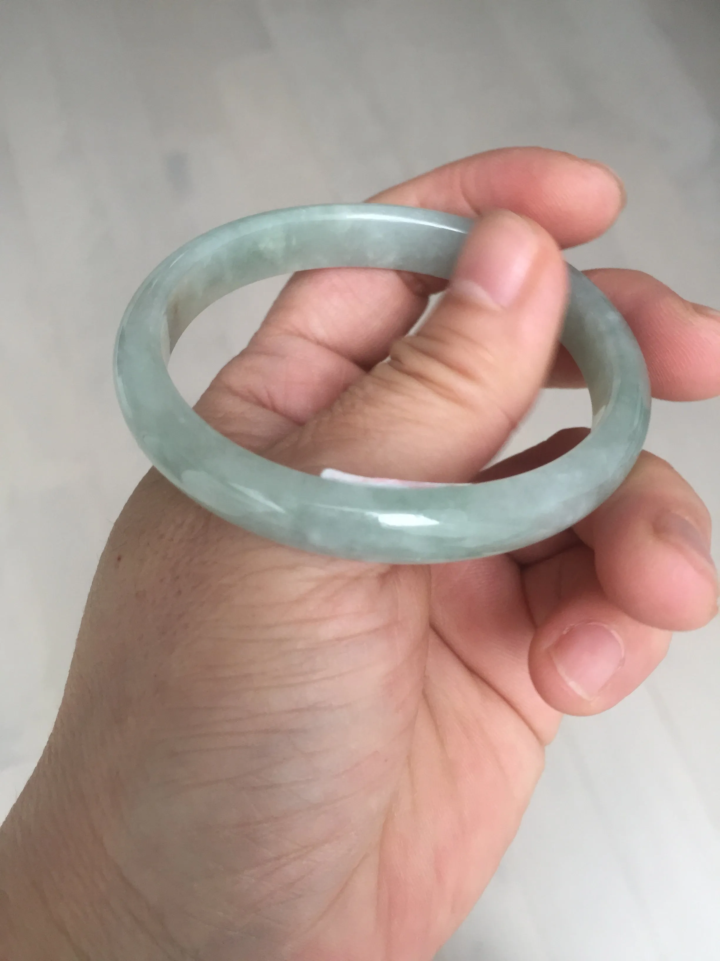 49mm certified Type A 100% Natural icy watery light green oval Jadeite Jade bangle BQ11-3802