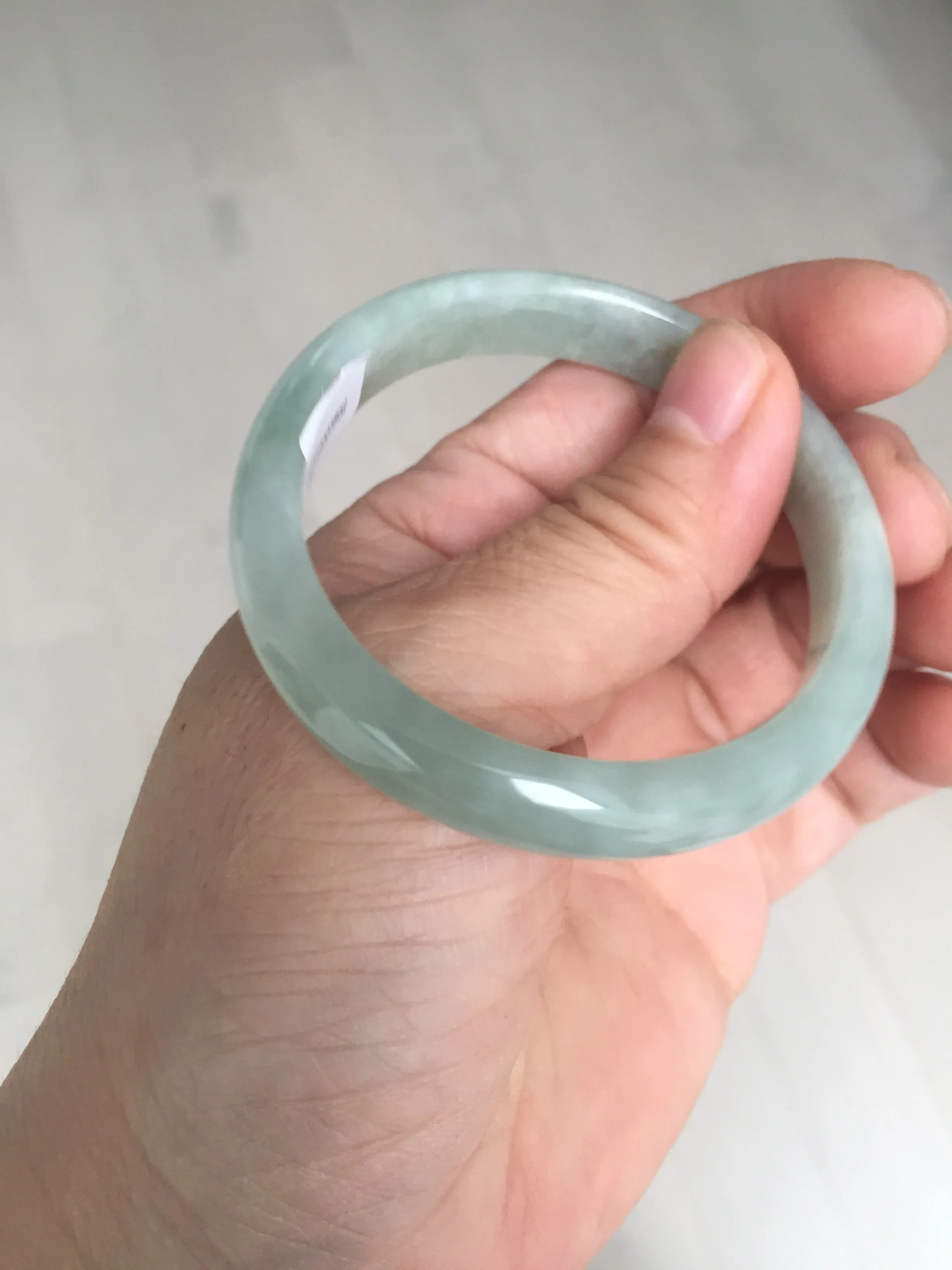 49mm certified Type A 100% Natural icy watery light green oval Jadeite Jade bangle BQ11-3802