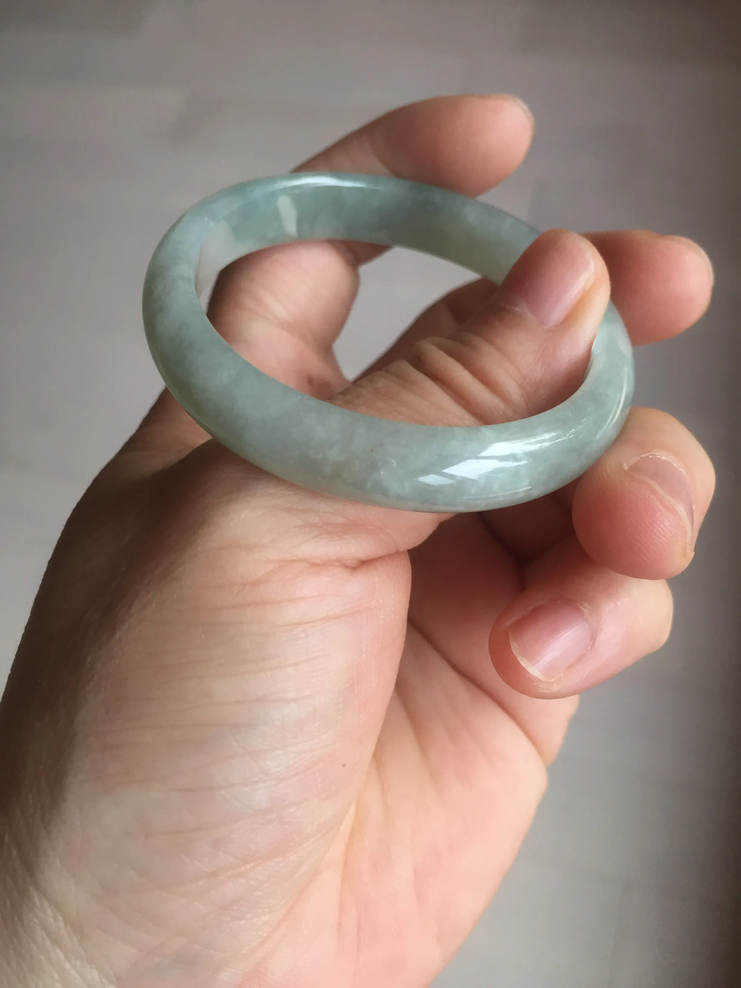 49mm certified Type A 100% Natural icy watery light green oval Jadeite Jade bangle BQ11-3802