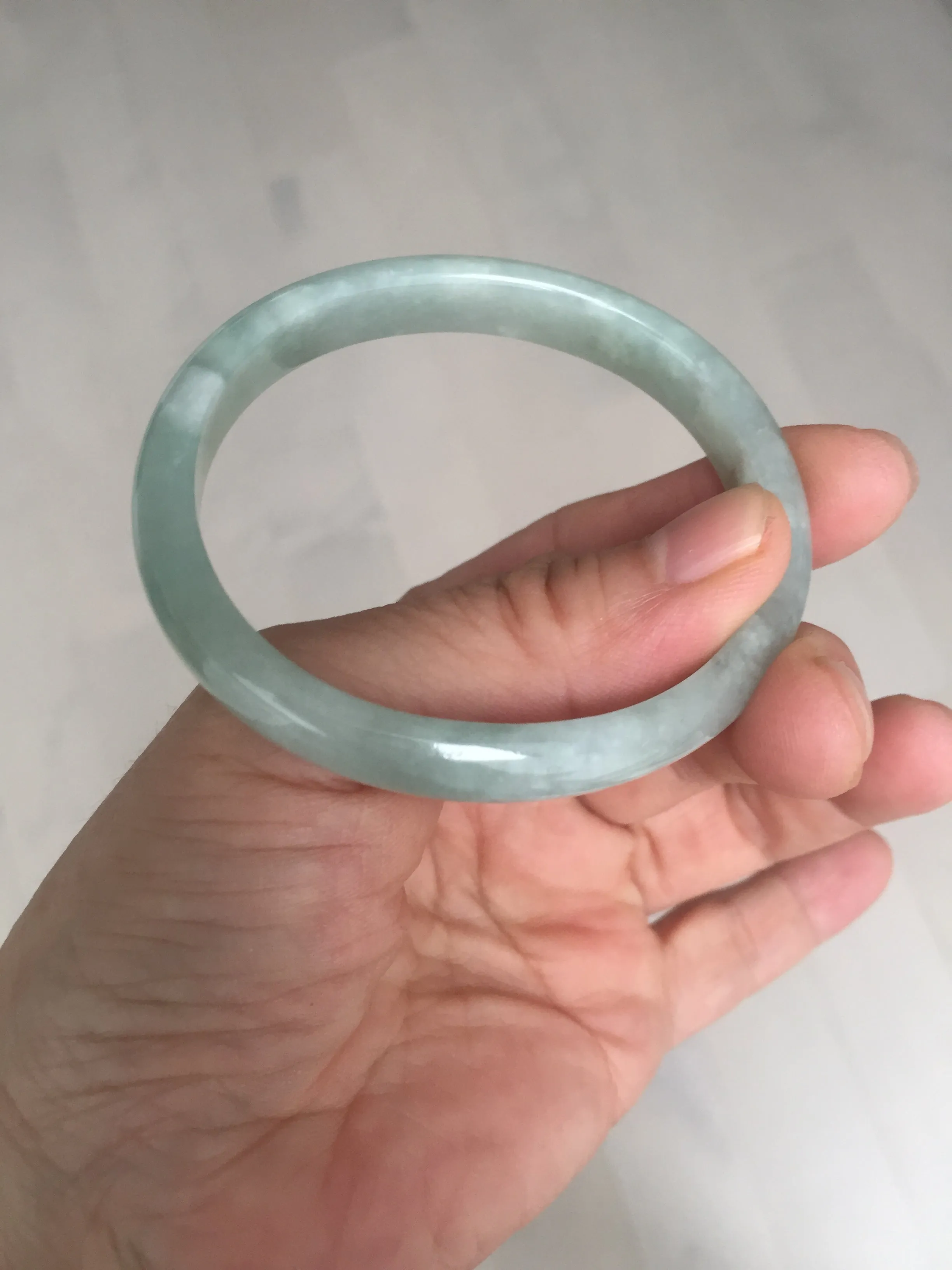 49mm certified Type A 100% Natural icy watery light green oval Jadeite Jade bangle BQ11-3802