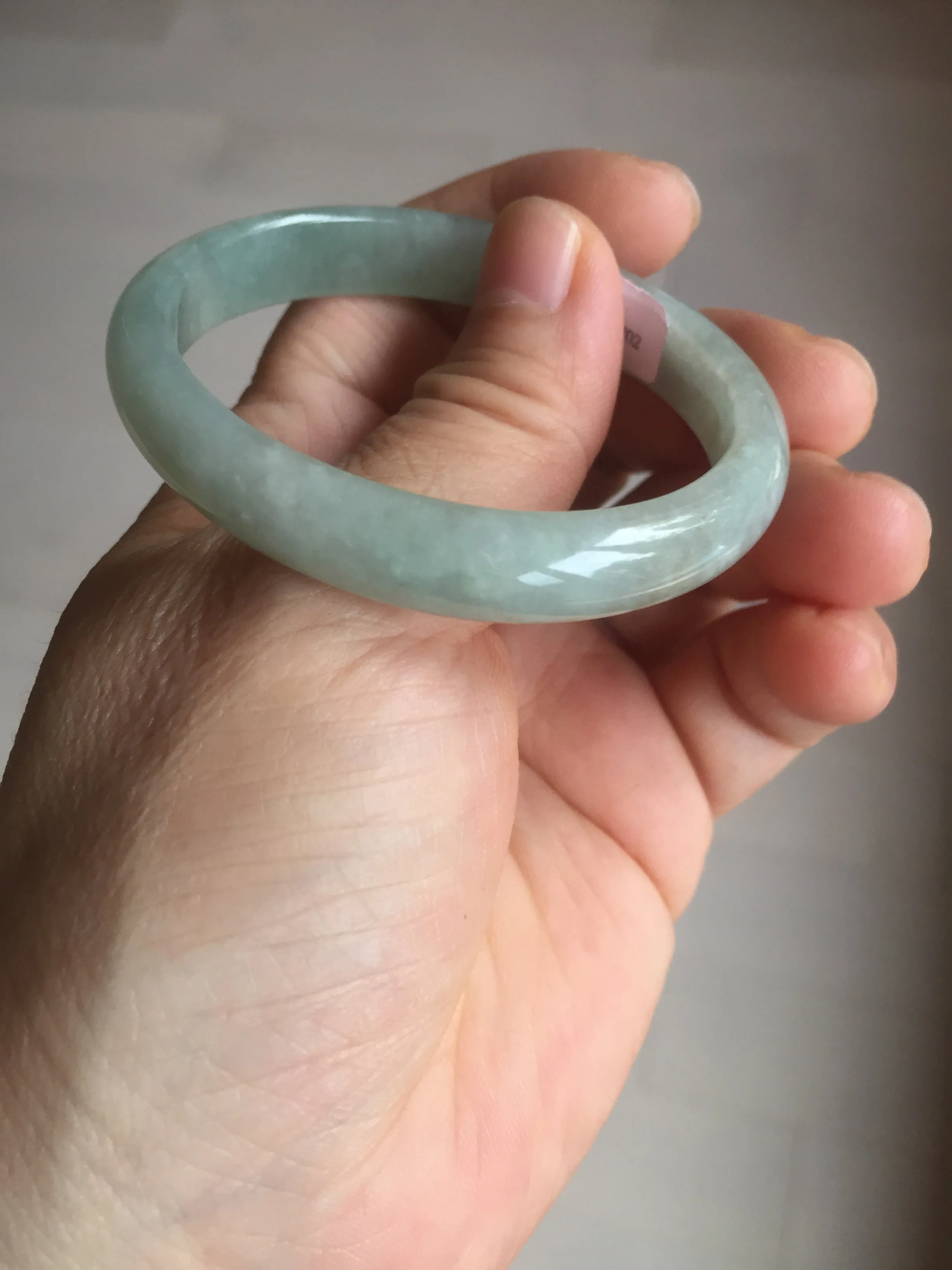 49mm certified Type A 100% Natural icy watery light green oval Jadeite Jade bangle BQ11-3802