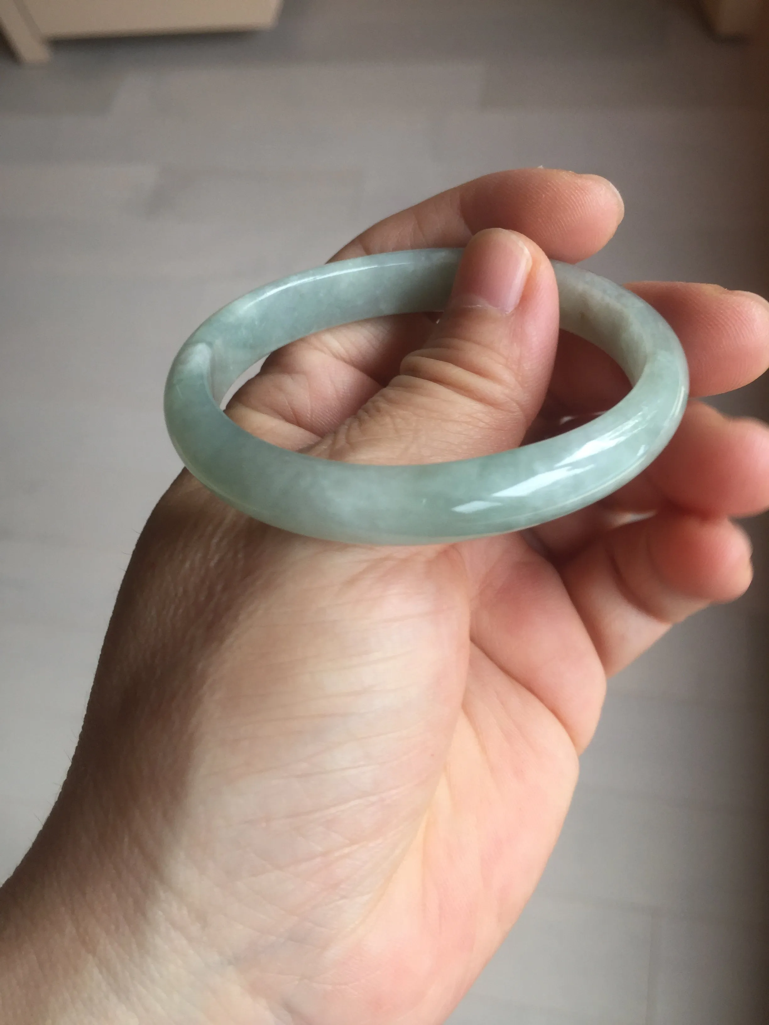 49mm certified Type A 100% Natural icy watery light green oval Jadeite Jade bangle BQ11-3802