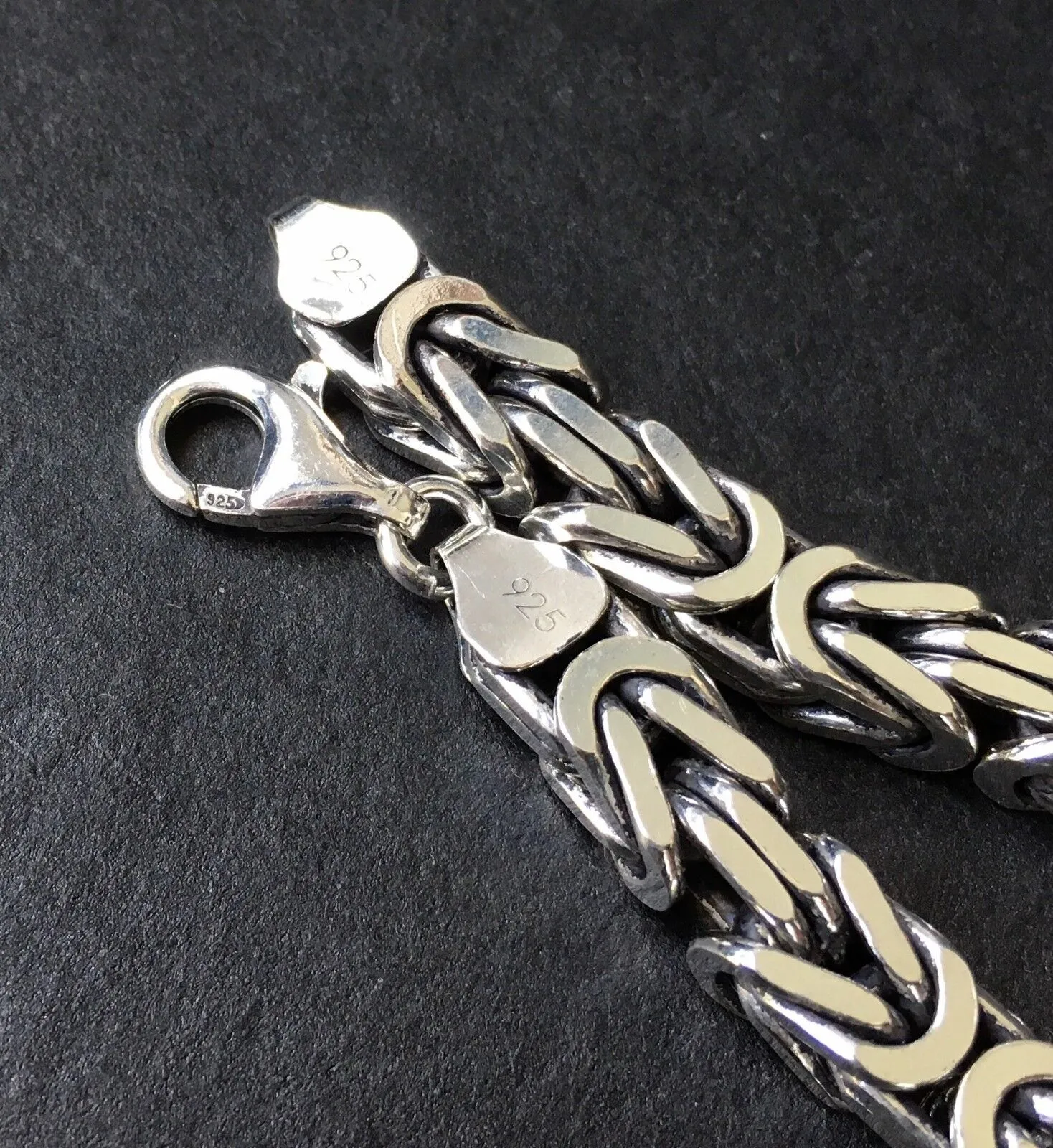 925 Sterling Silver King's Chain Bracelet Cubic 7mm Solid Men's Jewelry